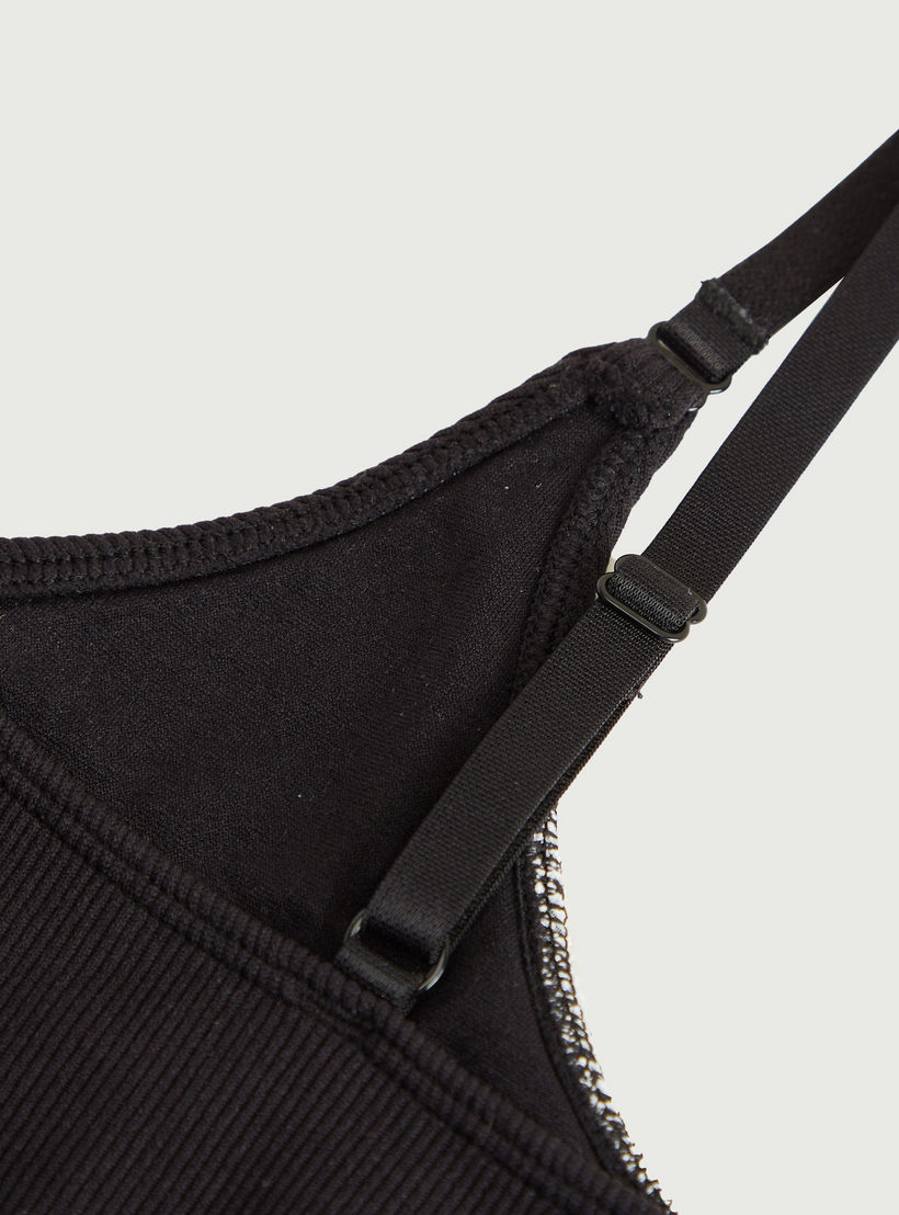 صدريّة رياضيّة غير مبطّنة بتفاصيل دانتيل وحمّالات قابلة للتّعديل - طقم من قطعتين-women-clothing-lingerie-bras-image-5