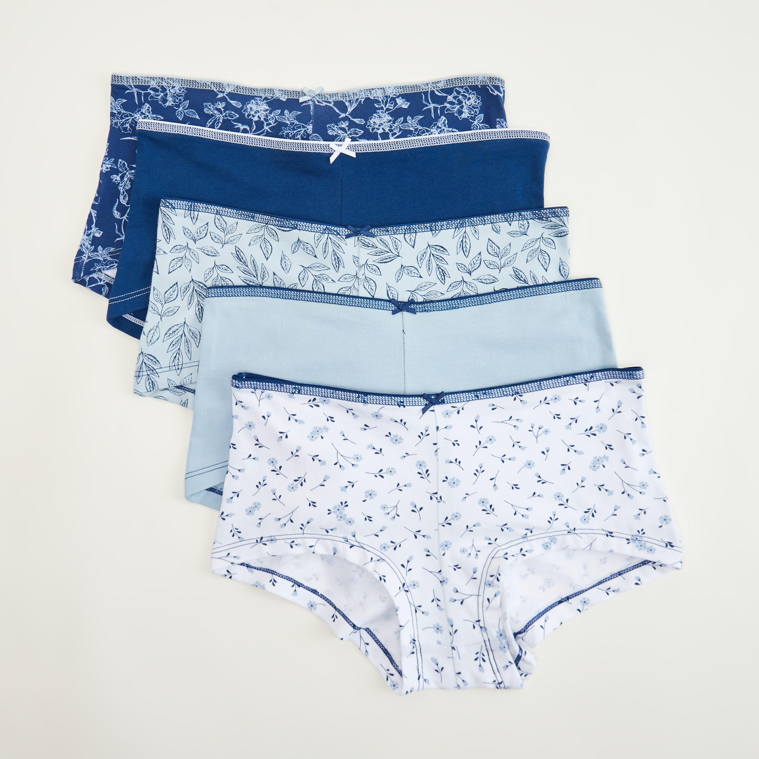 سراويل داخليّة مستدامة بوي شورت متنوّعة بخصر مطّاطي - طقم من 5 قطع-women-clothing-lingerie-panties-image-1