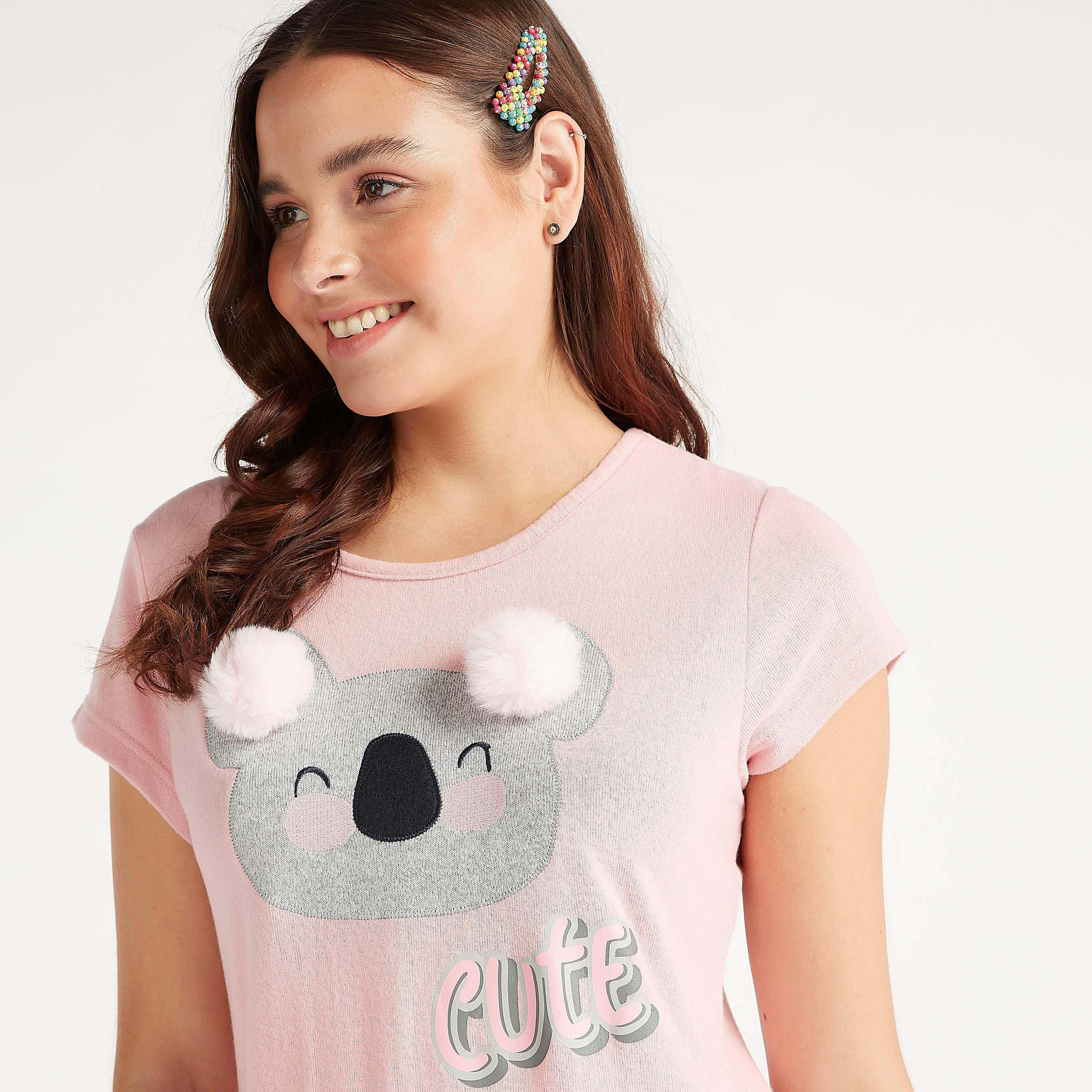 فستان نوم بياقة مستديرة وطبعات وتفاصيل بوم بوم-women-clothing-nightwear-nighties-image-3