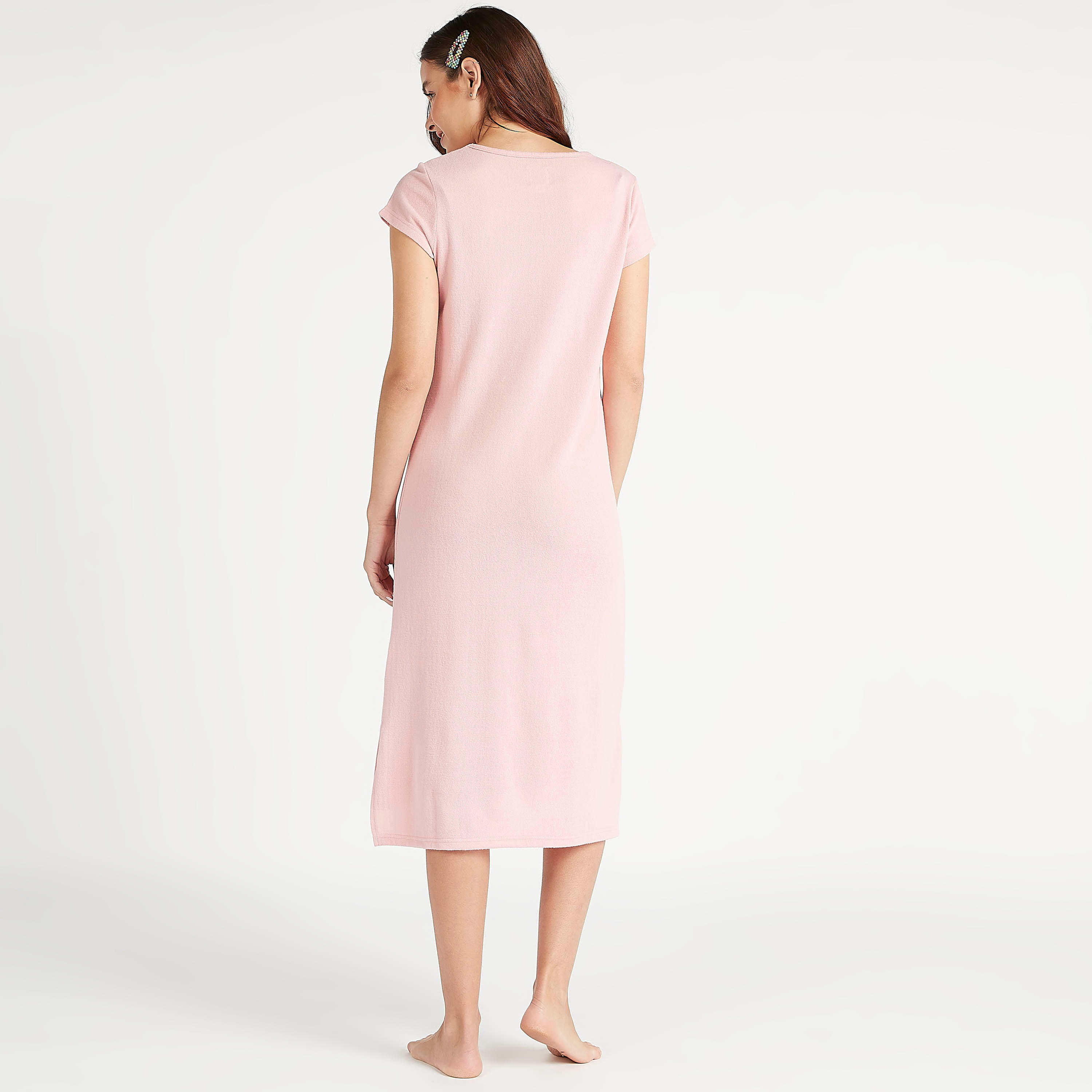 فستان نوم بياقة مستديرة وطبعات وتفاصيل بوم بوم-women-clothing-nightwear-nighties-image-4