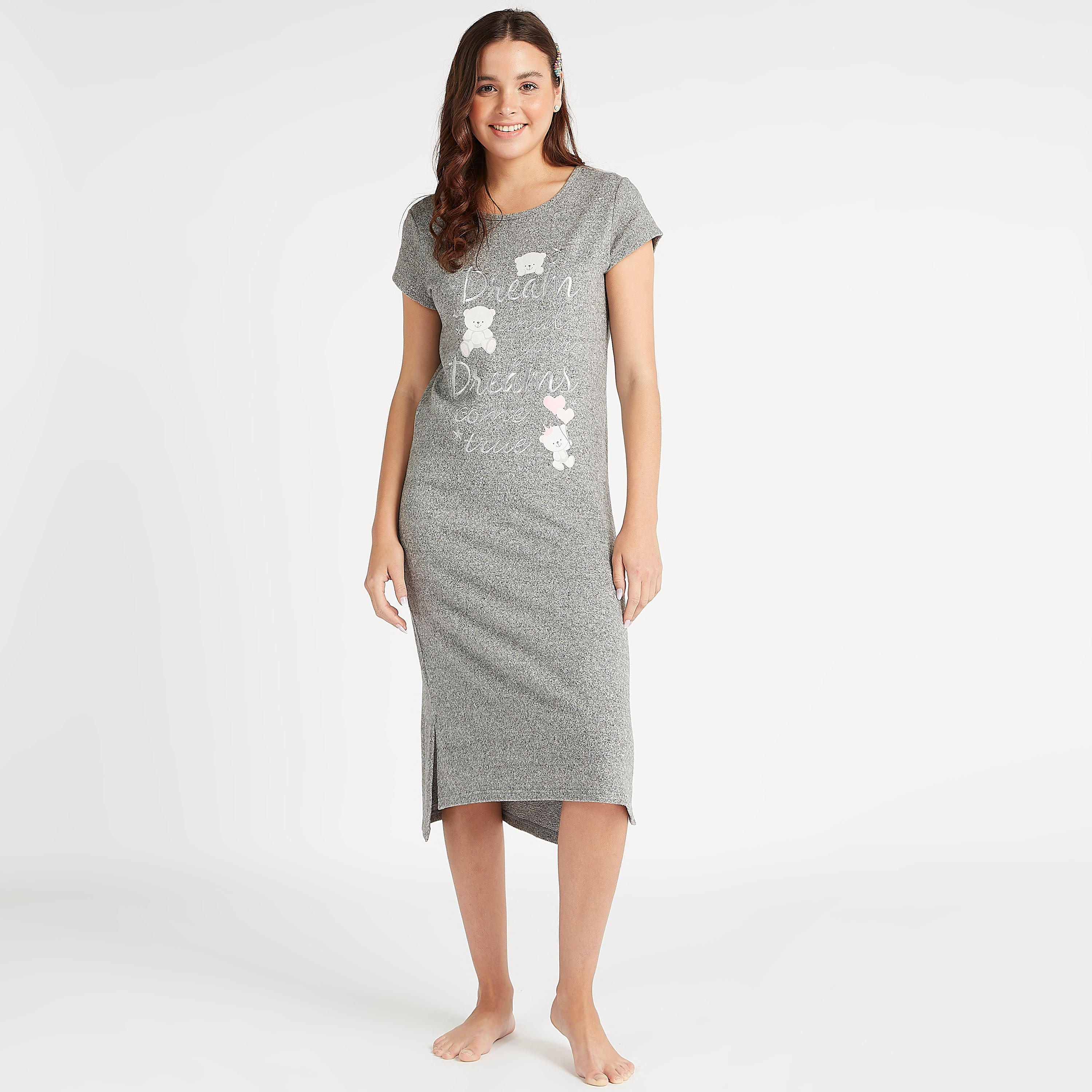 فستان نوم بطبعات مع ياقة ضيّقة وأكمام قصيرة-women-clothing-nightwear-nighties-image-4