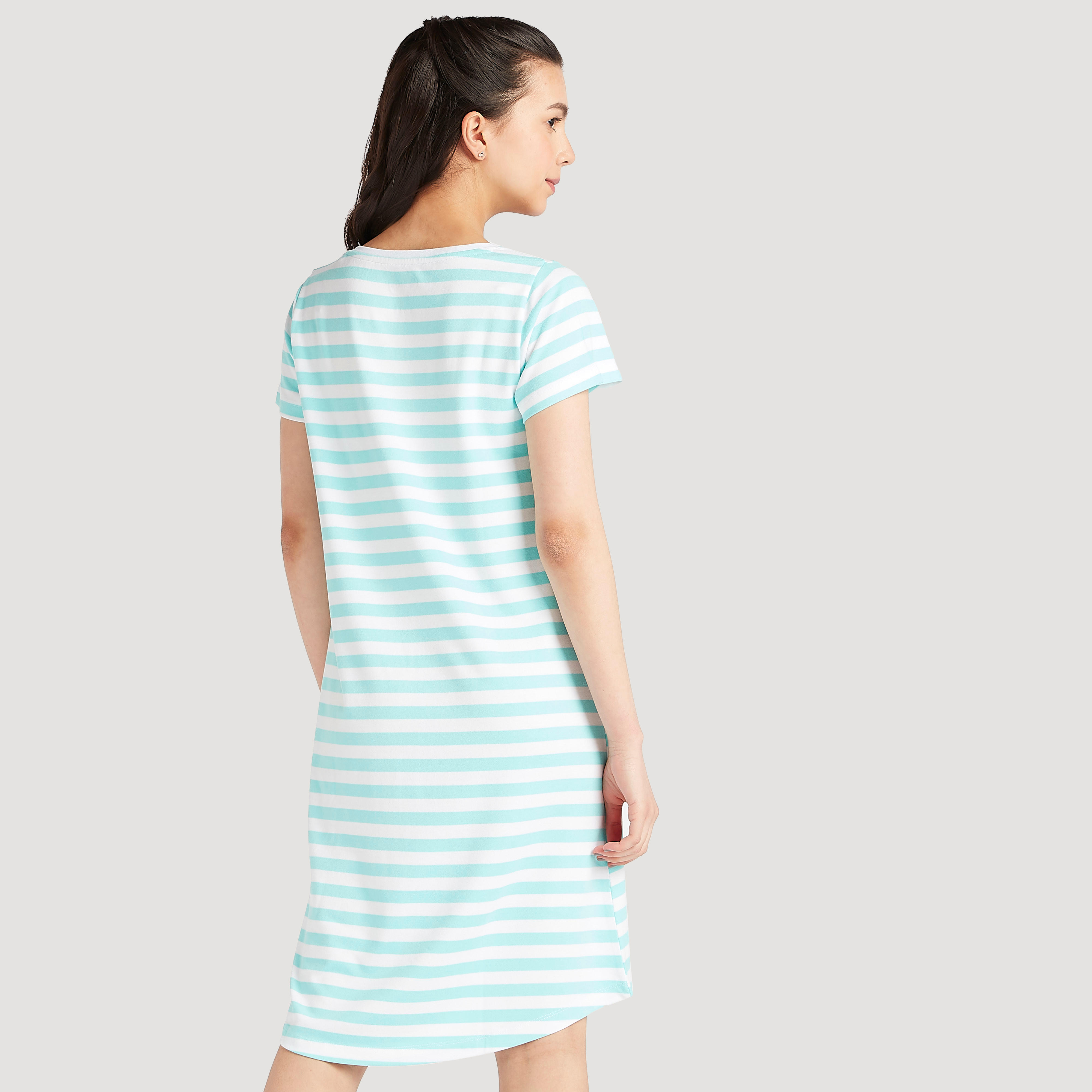 قميص نوم مخطط بياقة مستديرة وأكمام قصيرة-women-clothing-nightwear-nighties-image-4