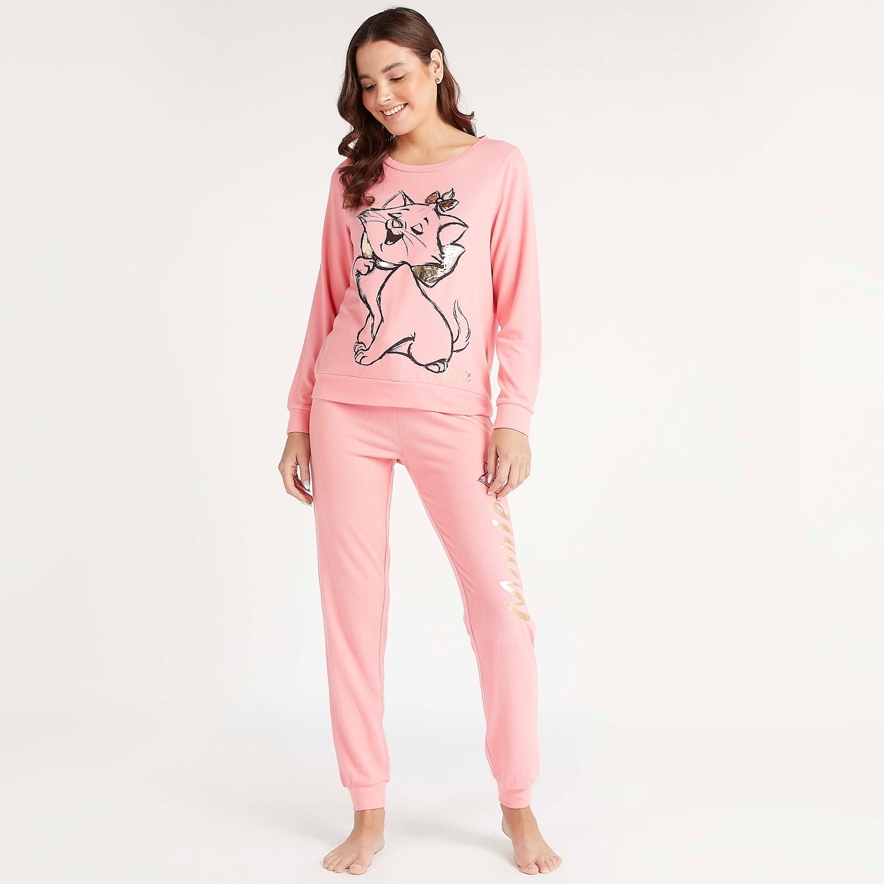 Printed Long Sleeves T-shirt and Full Length Pyjama Set-women-clothing-nightwear-pyjamas-longsets-image-2