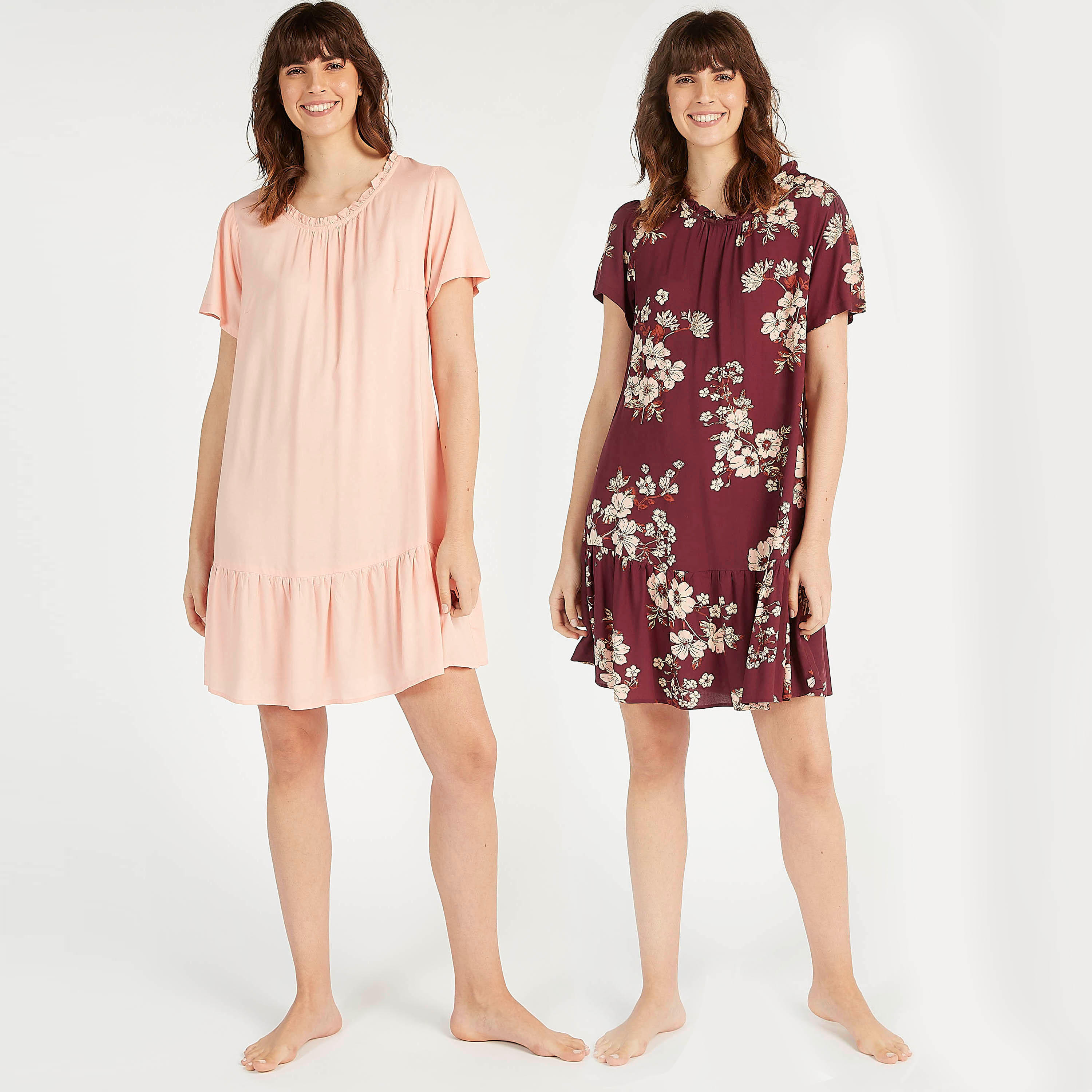 طقم فساتين نوم مستدامة متنوّعة بأكمام قصيرة - قطعتين-women-clothing-nightwear-nighties-image-1