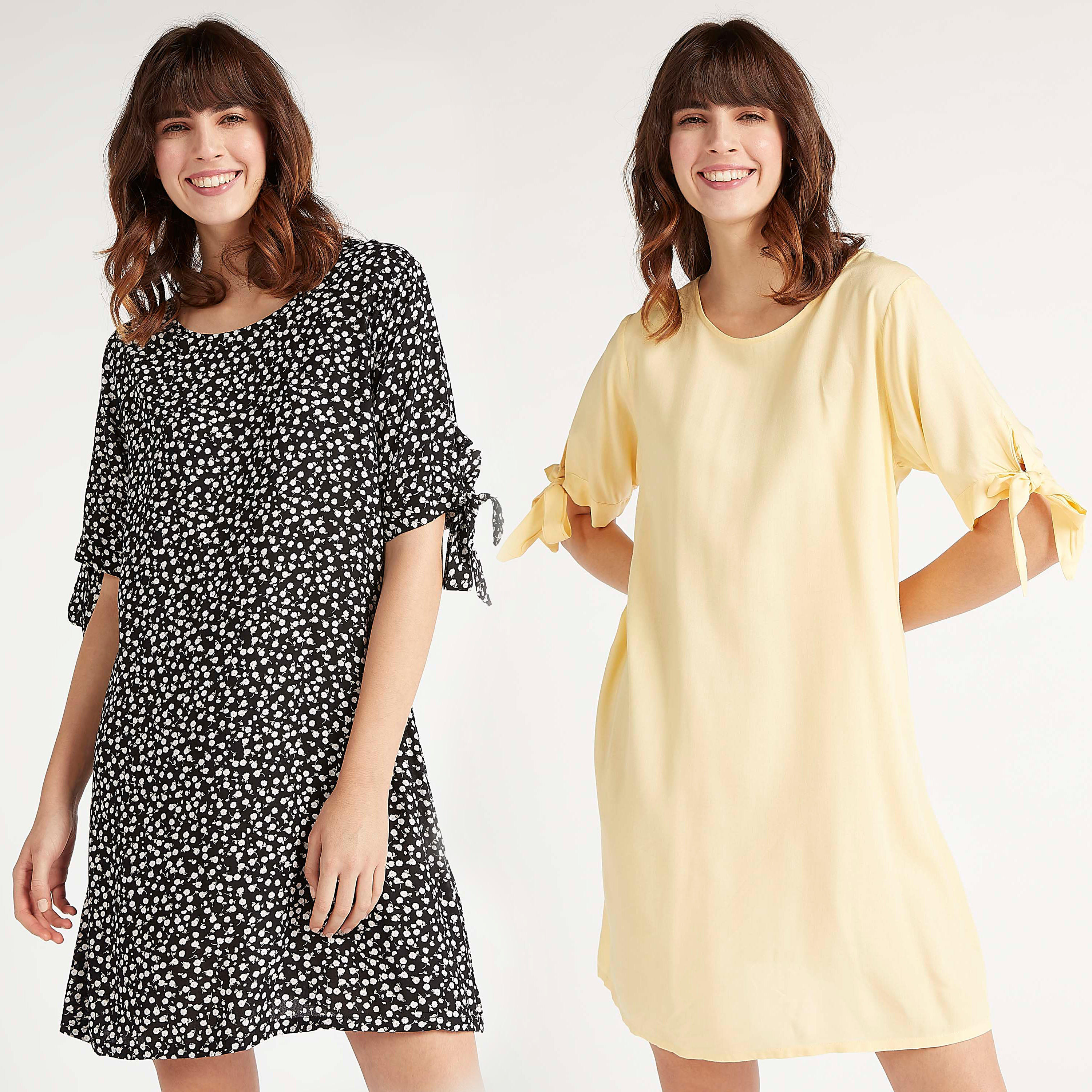طقم فساتين نوم مستدامة متنوّعة بأكمام قصيرة - قطعتين-women-clothing-nightwear-nighties-image-1