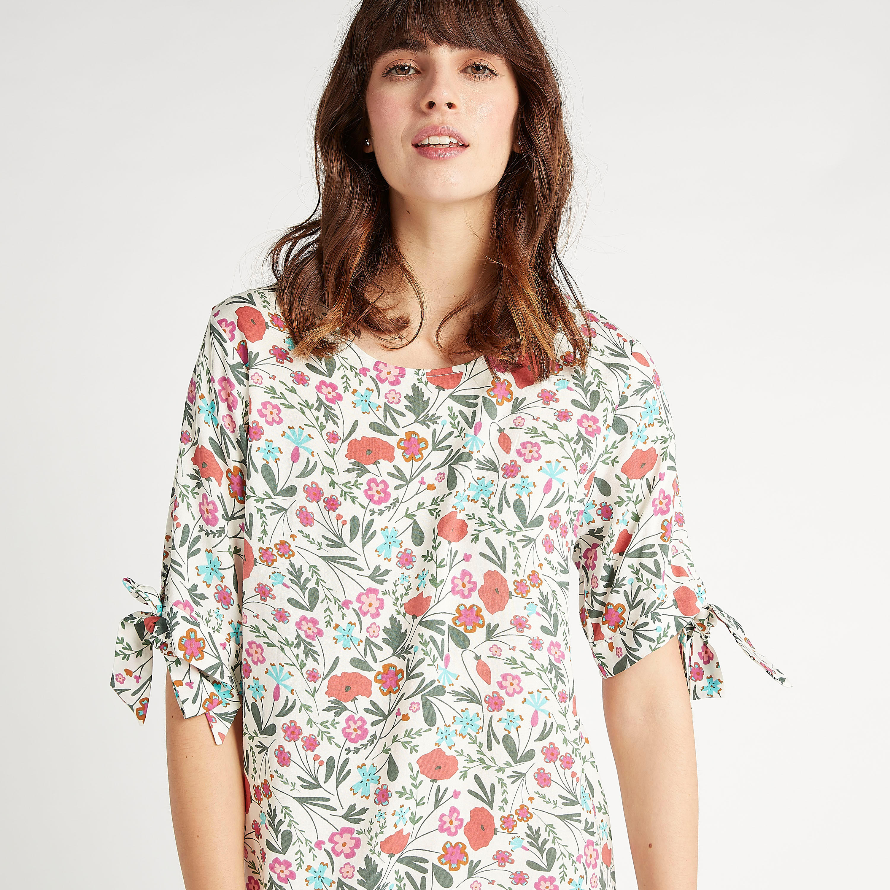 طقم فساتين نوم مستدامة متنوّعة بأكمام بتفاصيل عقدة - قطعتين-women-clothing-nightwear-nighties-image-6