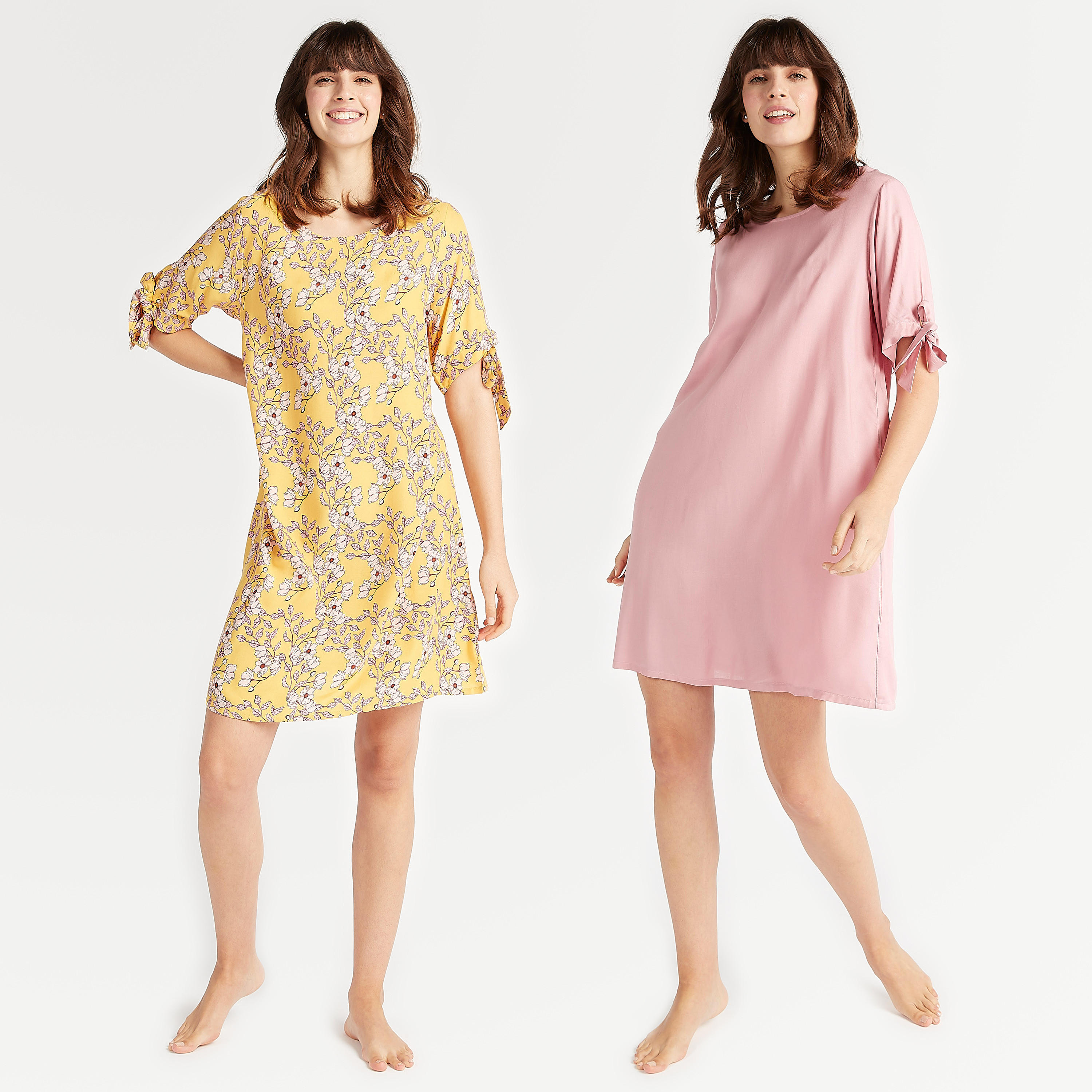 طقم فساتين نوم مستدامة متنوّعة بأكمام قصيرة - قطعتين-women-clothing-nightwear-nighties-image-1