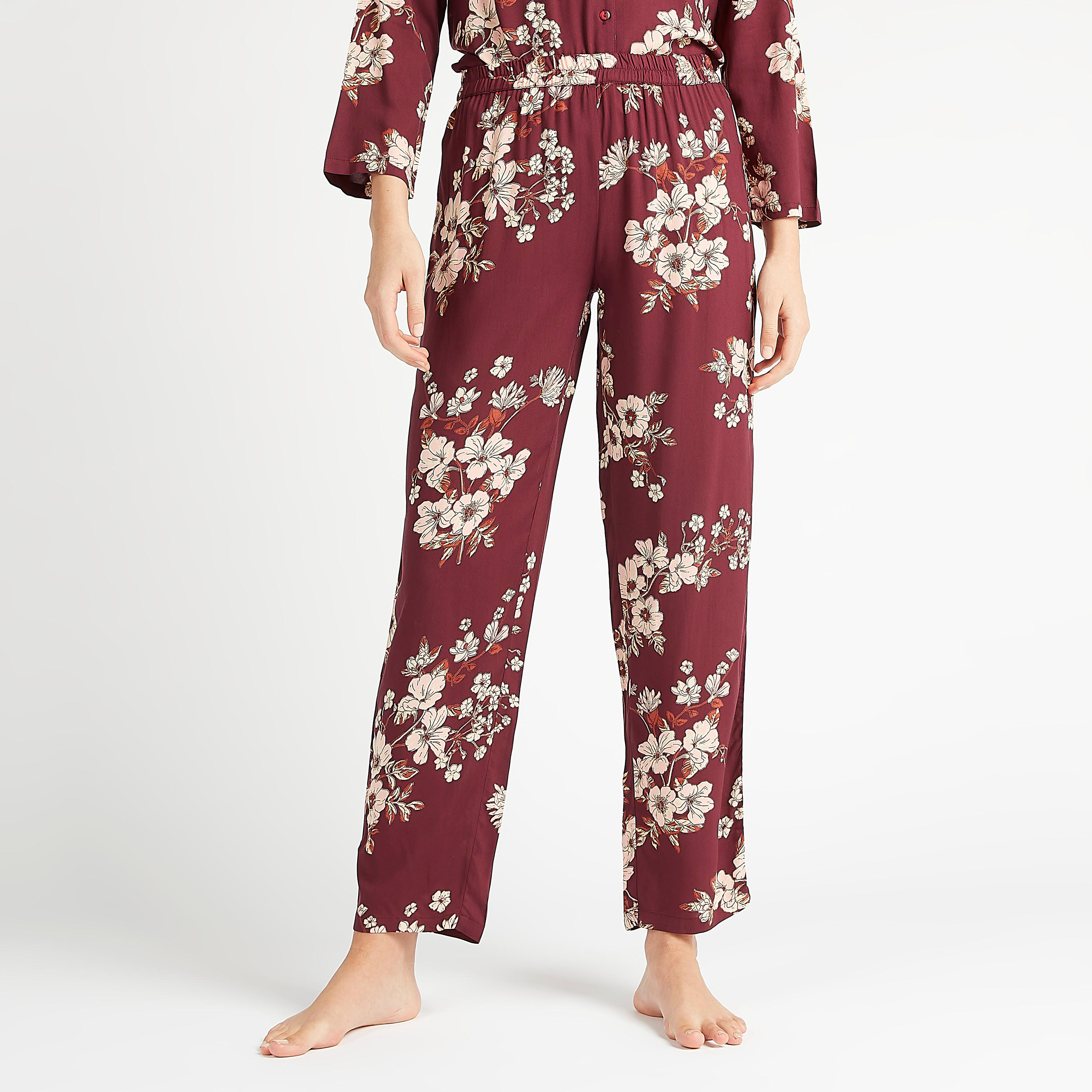 طقم مستدام من بنطلون بيجاما طويل وبلوزة بطبعات أزهار-women-clothing-nightwear-pyjamas-longsets-image-3