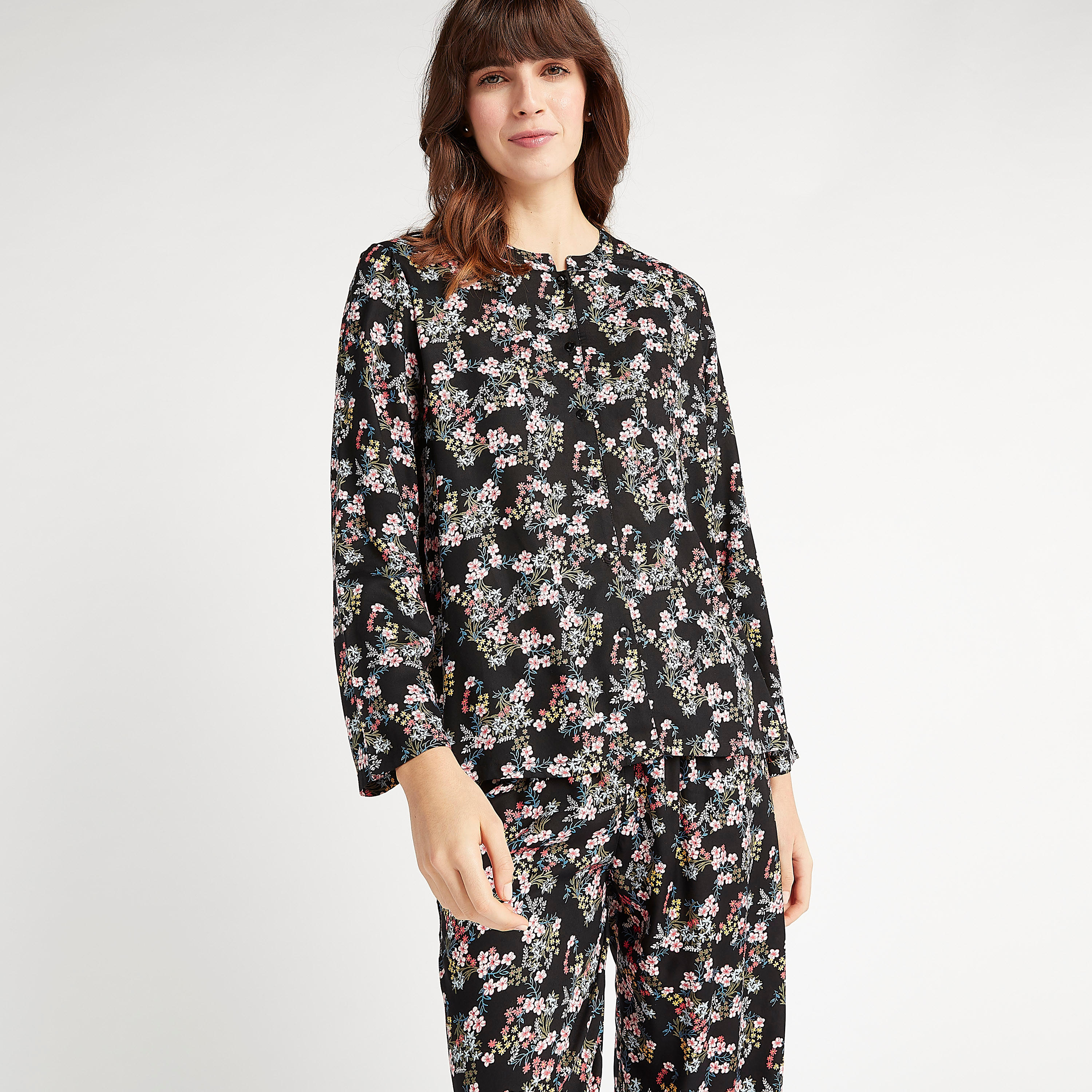 طقم مستدام من بنطلون بيجاما طويل وبلوزة بطبعات أزهار-women-clothing-nightwear-pyjamas-longsets-image-2