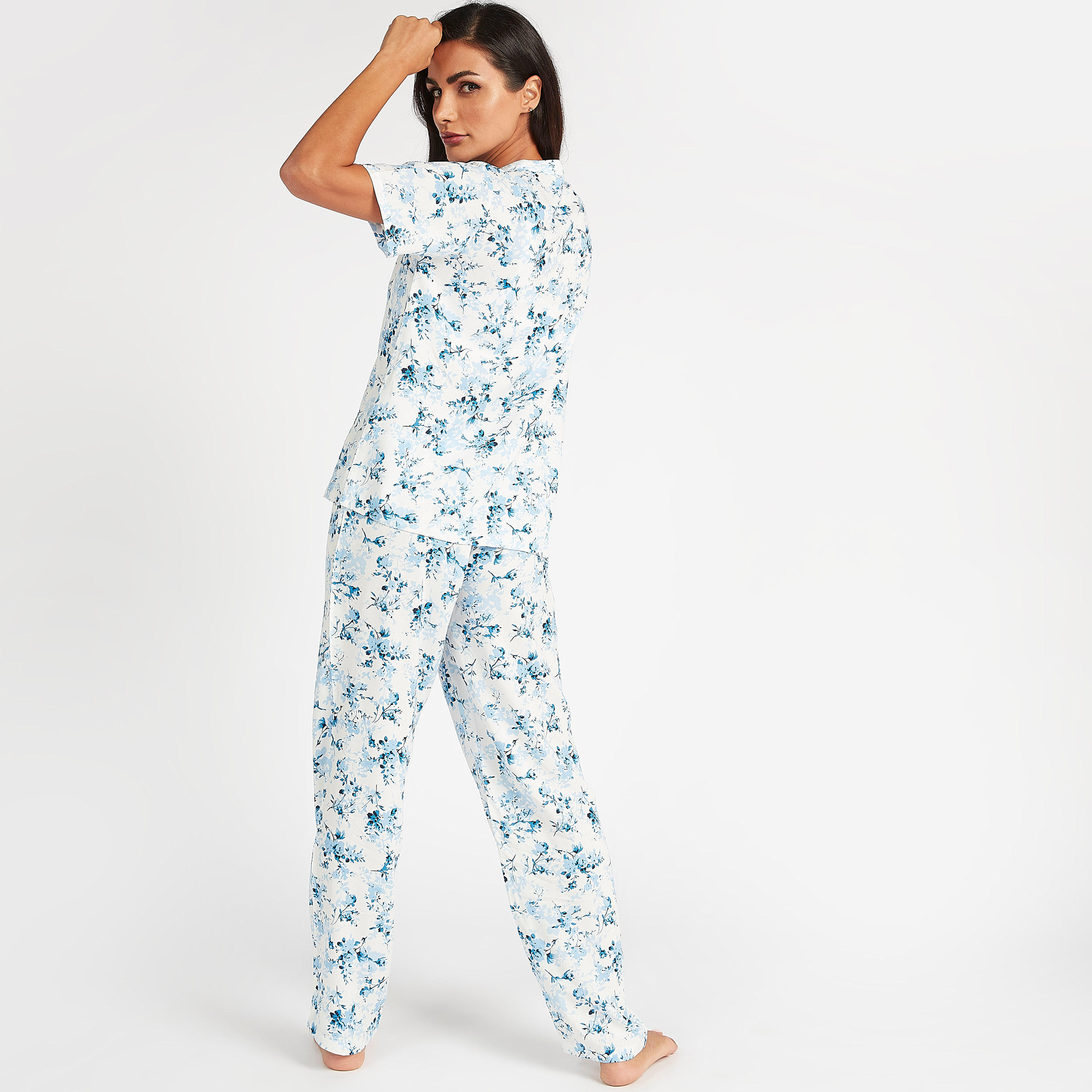 طقم مستدام من بنطلون بيجاما وقميص بأكمام قصيرة وطبعات-women-clothing-nightwear-pyjamas-longsets-image-4