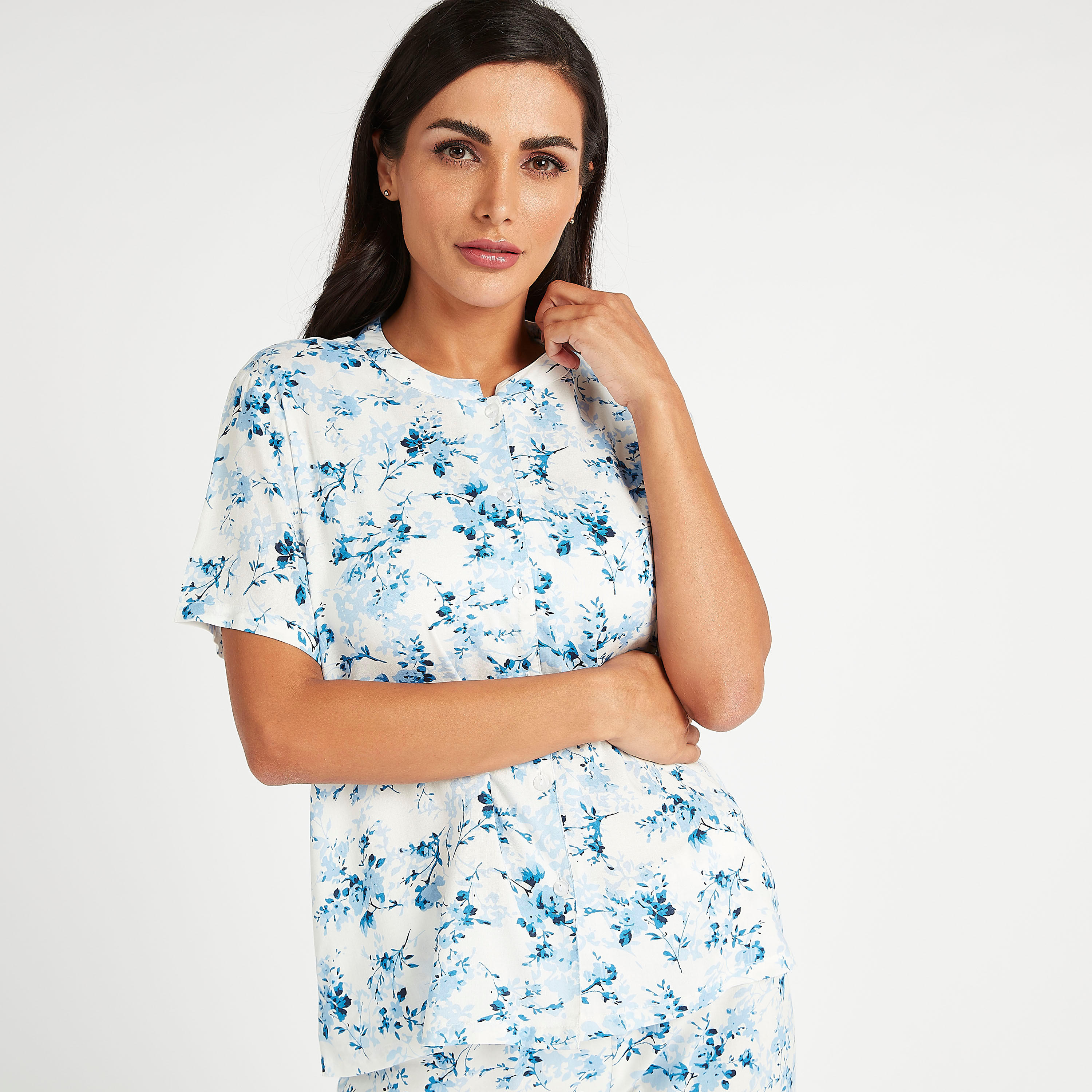 طقم مستدام من بنطلون بيجاما وقميص بأكمام قصيرة وطبعات-women-clothing-nightwear-pyjamas-longsets-image-5