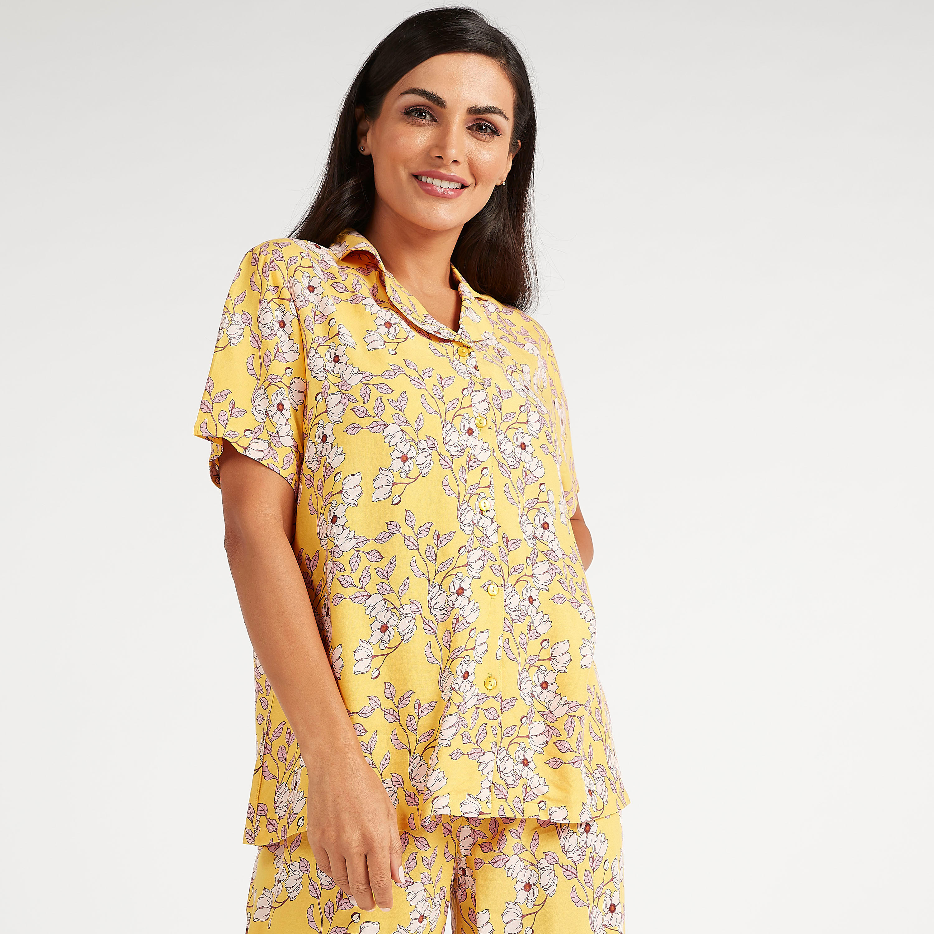 طقم مستدام من بنطلون بيجاما وقميص بأكمام قصيرة وطبعات-women-clothing-nightwear-pyjamas-longsets-image-4