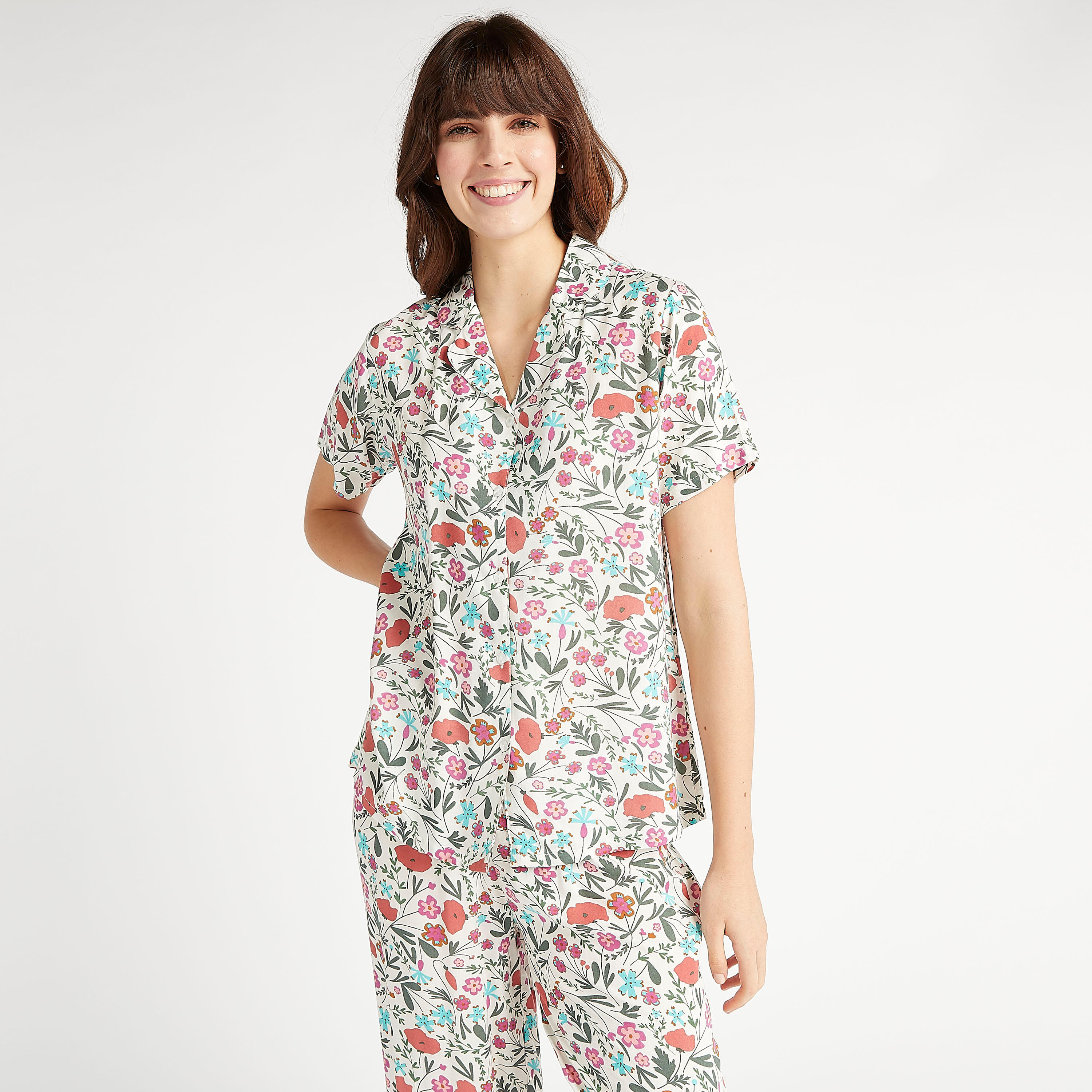 طقم مستدام من بنطلون بيجاما وقميص بأكمام قصيرة وطبعات-women-clothing-nightwear-pyjamas-longsets-image-2