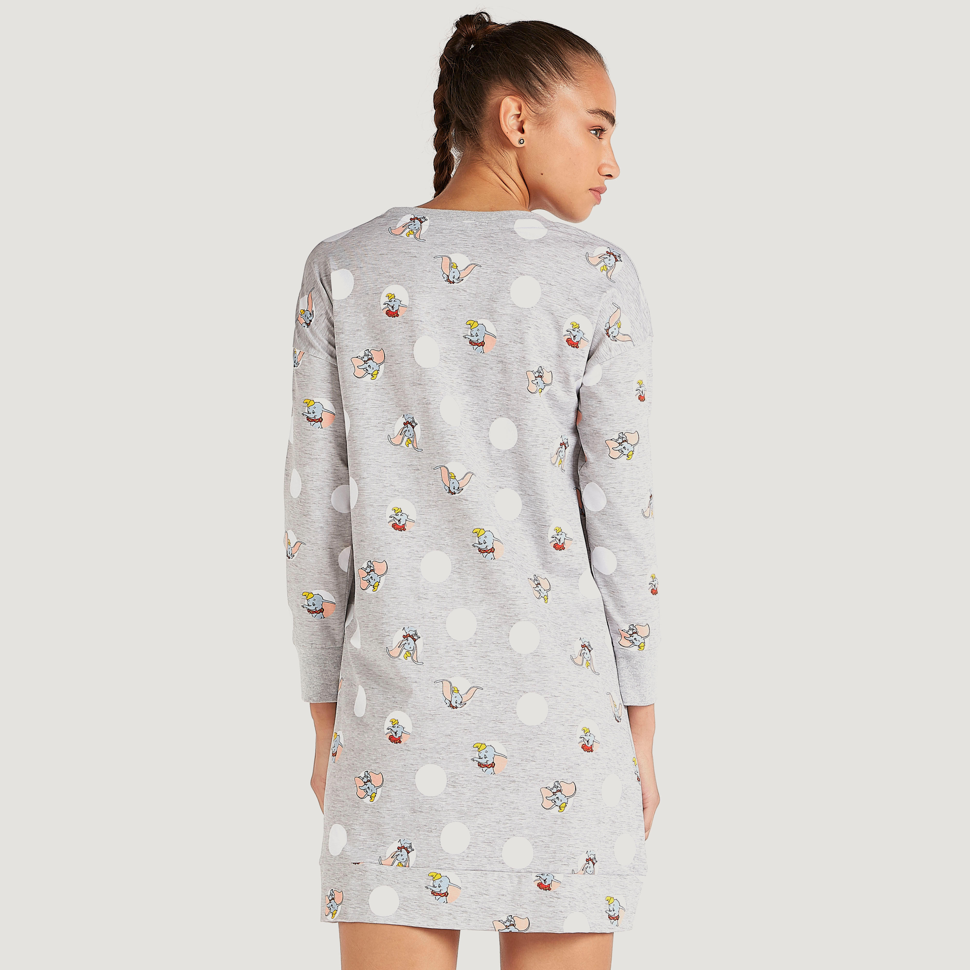 قميص نوم بياقة ضيّقة وأكمام طويلة وطبعات دامبو-women-clothing-nightwear-nighties-image-4
