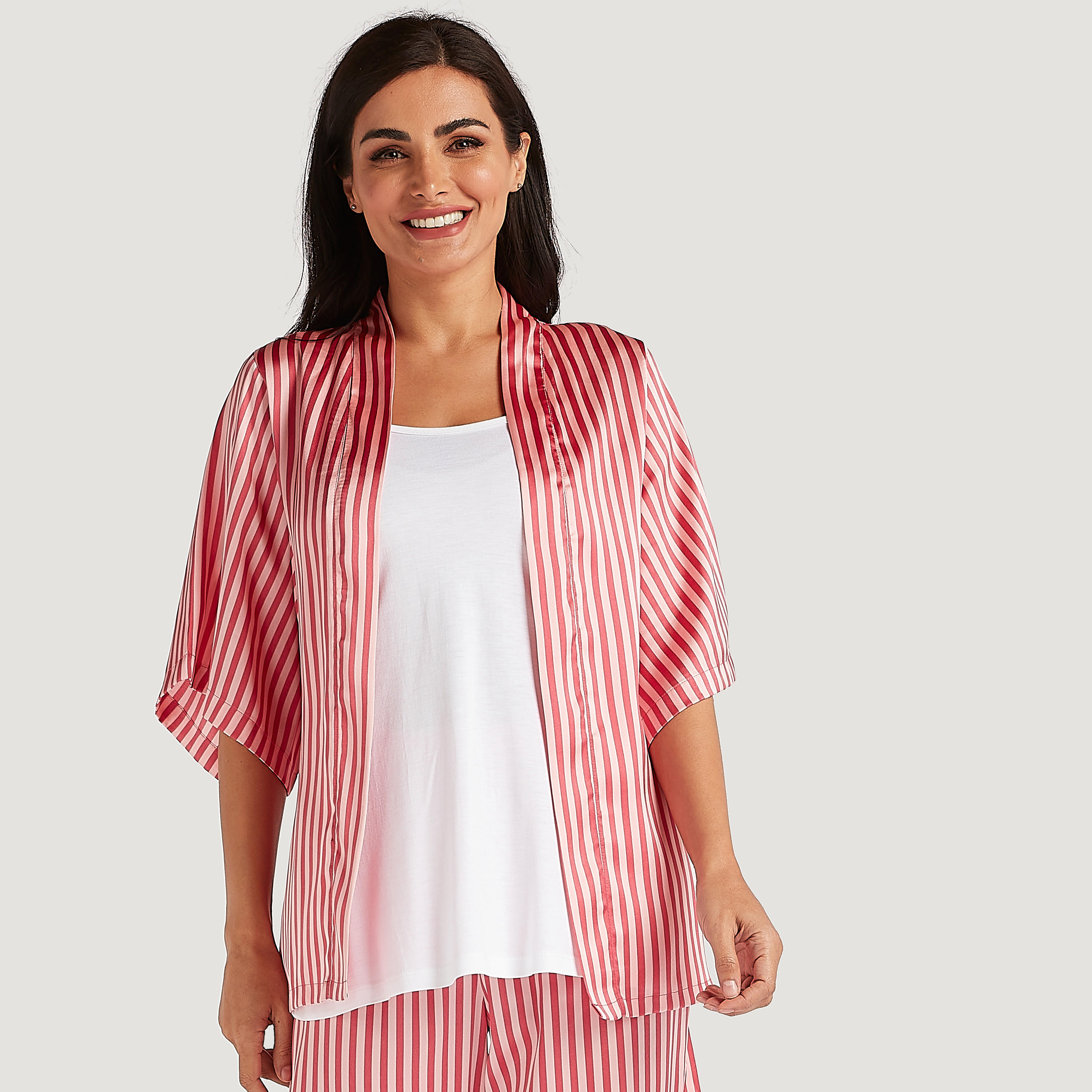 طقم من بنطلون بيجاما طويل بأربطة وقميص نوم مخطّط-women-clothing-nightwear-pyjamas-longsets-image-6