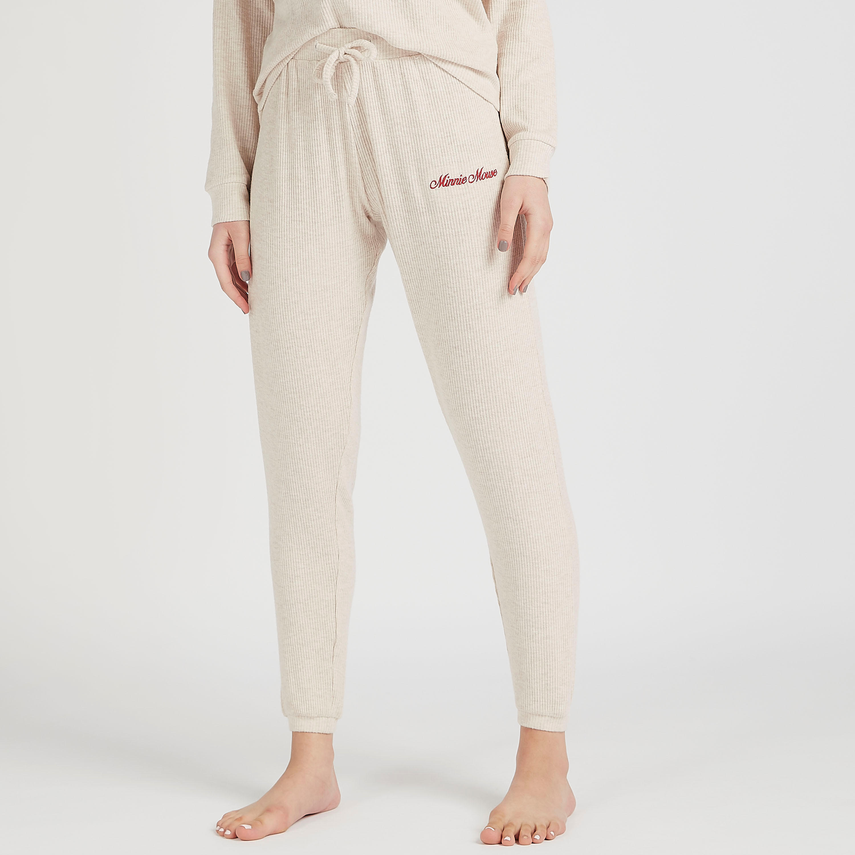 طقم بنطلون بيجاما طويل وتيشيرت بارز الملمس بتطريز ميني ماوس-women-clothing-nightwear-pyjamas-longsets-image-5