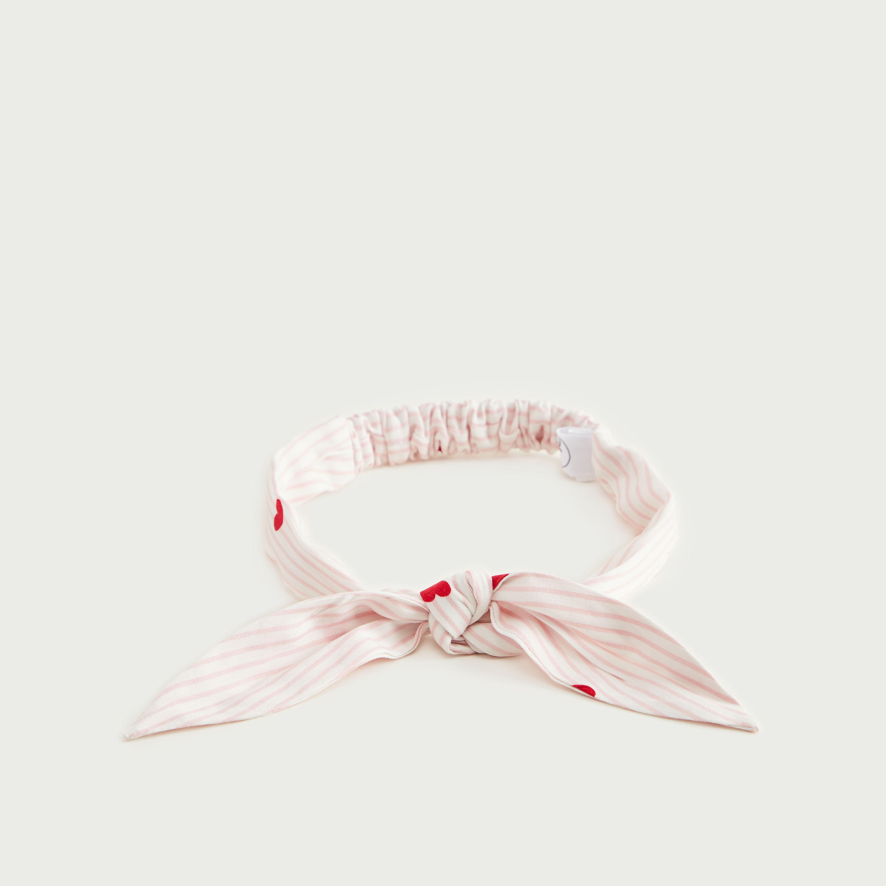Heart Print Elasticated Headband with Bow-women-hairaccessories-image-1