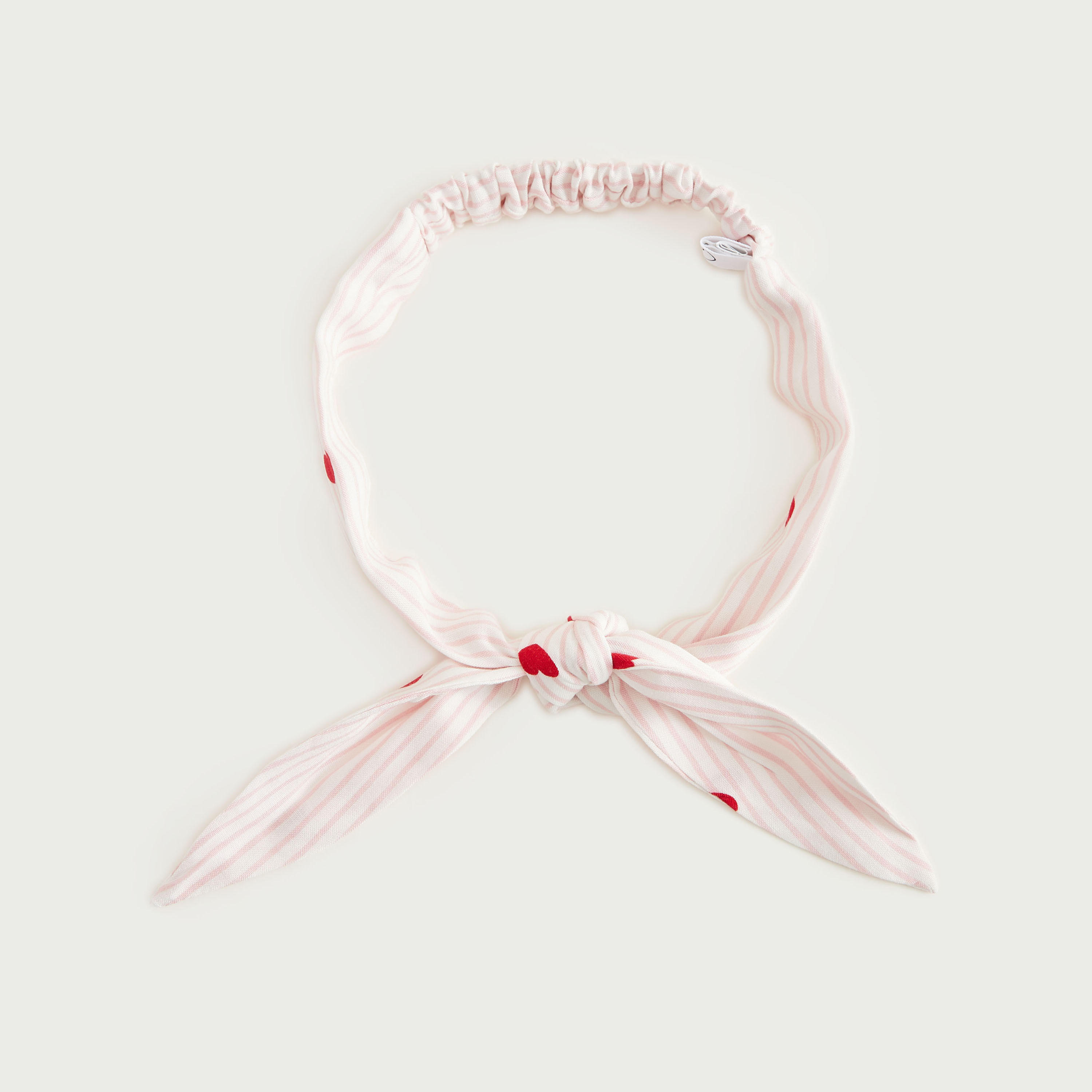 Heart Print Elasticated Headband with Bow-women-hairaccessories-image-3