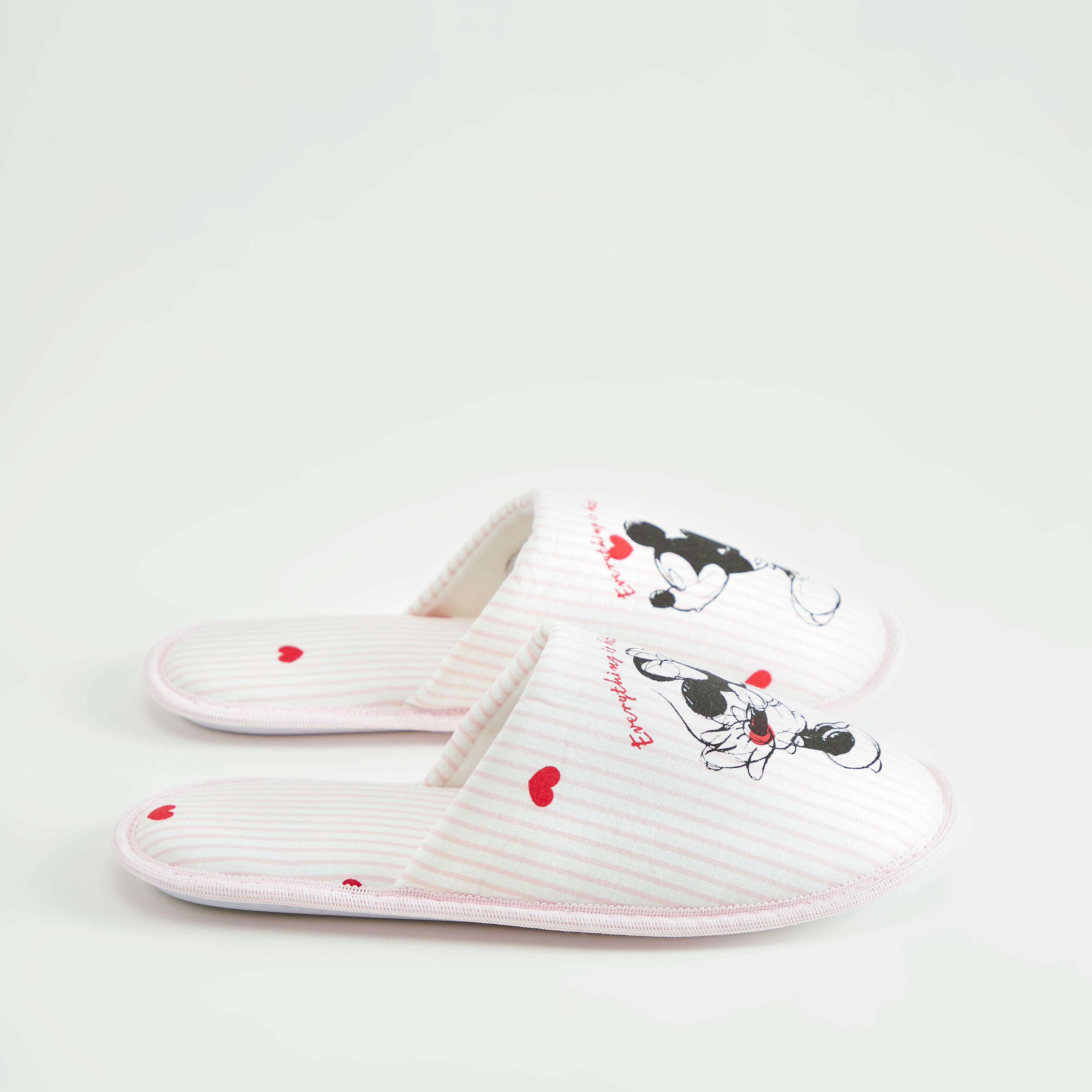 Minnie Mouse Print Slip On Indoor Slippers-women-clothing-nightwear-bedroomslippers-image-3