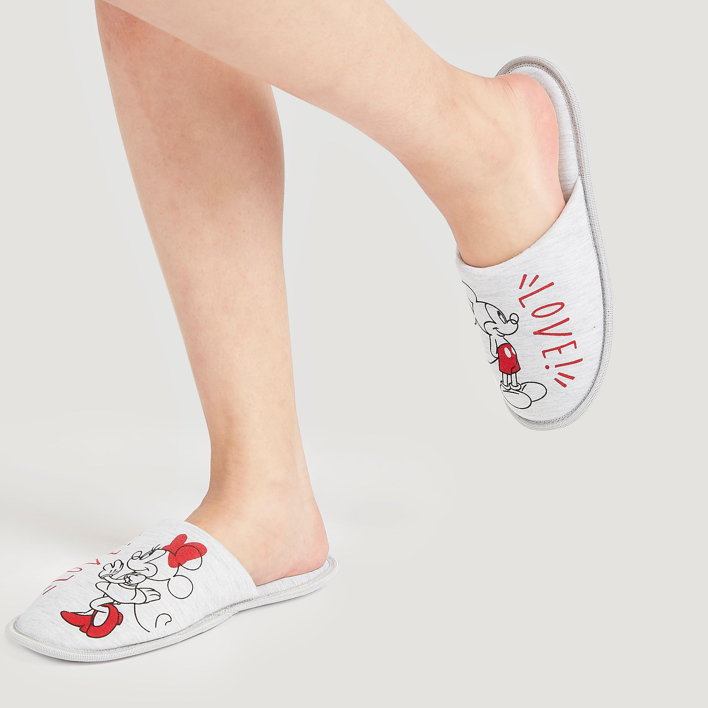 حذاء ميول سهل الارتداء بطبعات ميكي وميني ماوس-women-clothing-nightwear-bedroomslippers-image-2