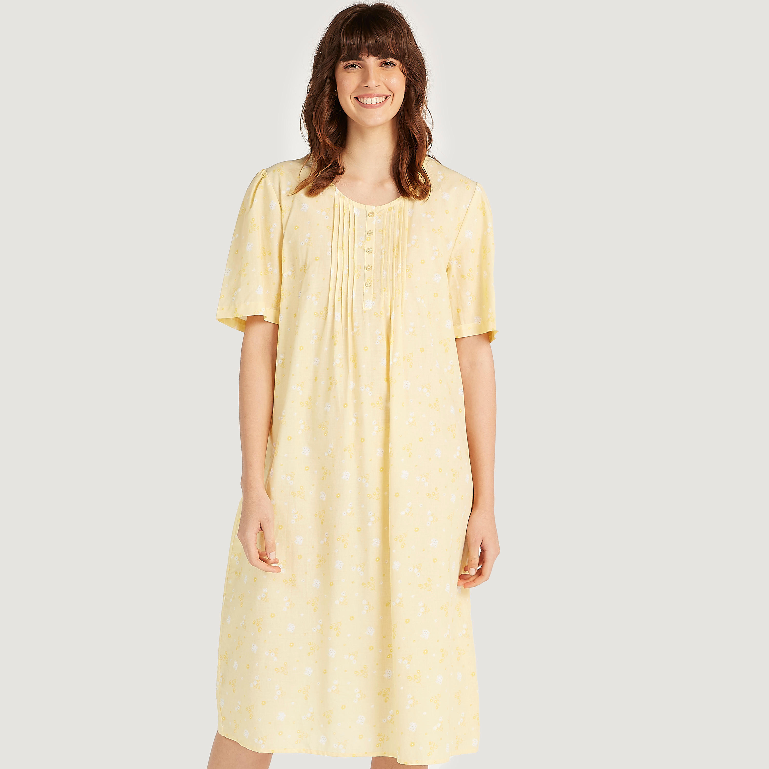 فستان نوم مستدام بأكمام قصيرة ورباط و طبعات أزهار-women-clothing-nightwear-nighties-image-1