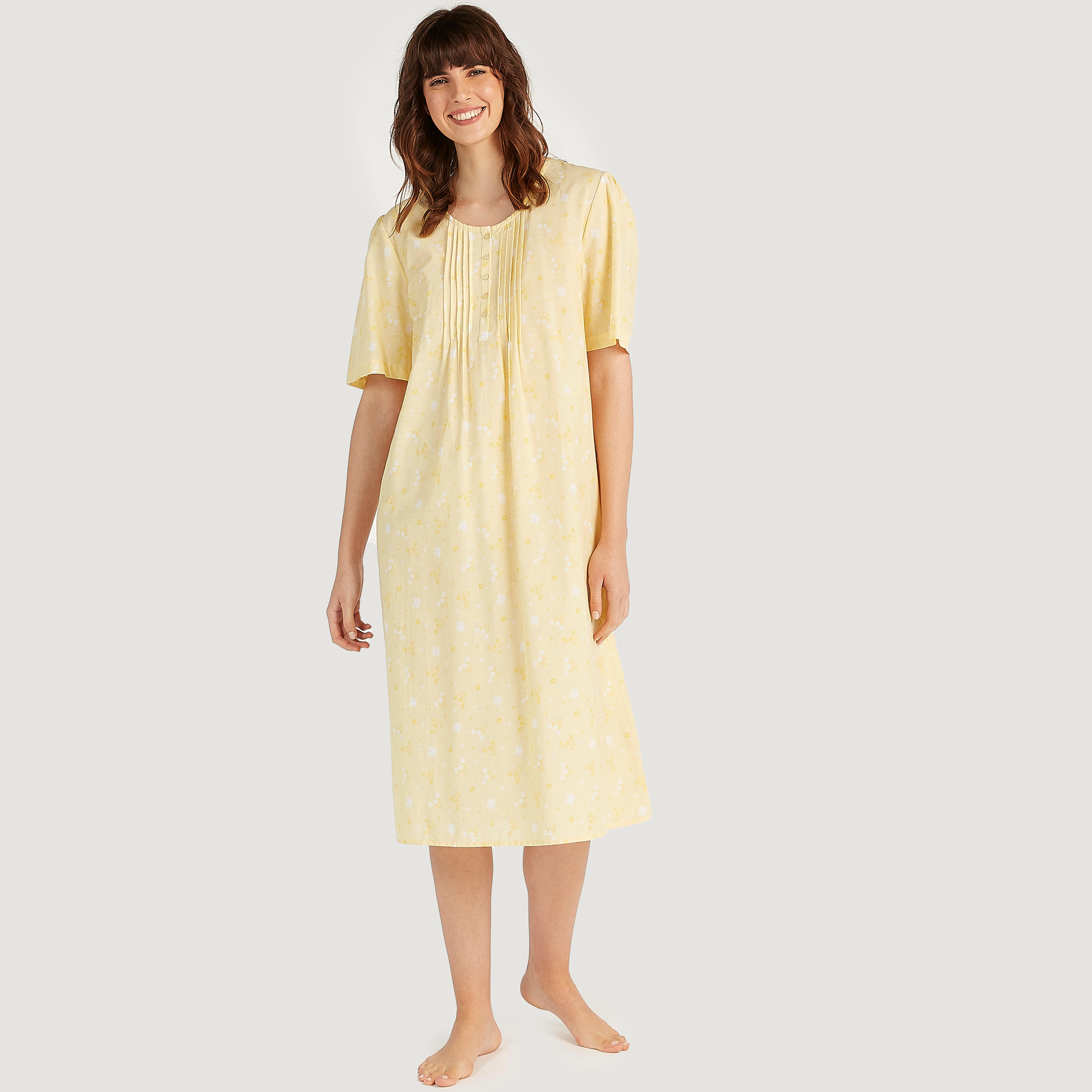 فستان نوم مستدام بأكمام قصيرة ورباط و طبعات أزهار-women-clothing-nightwear-nighties-image-2