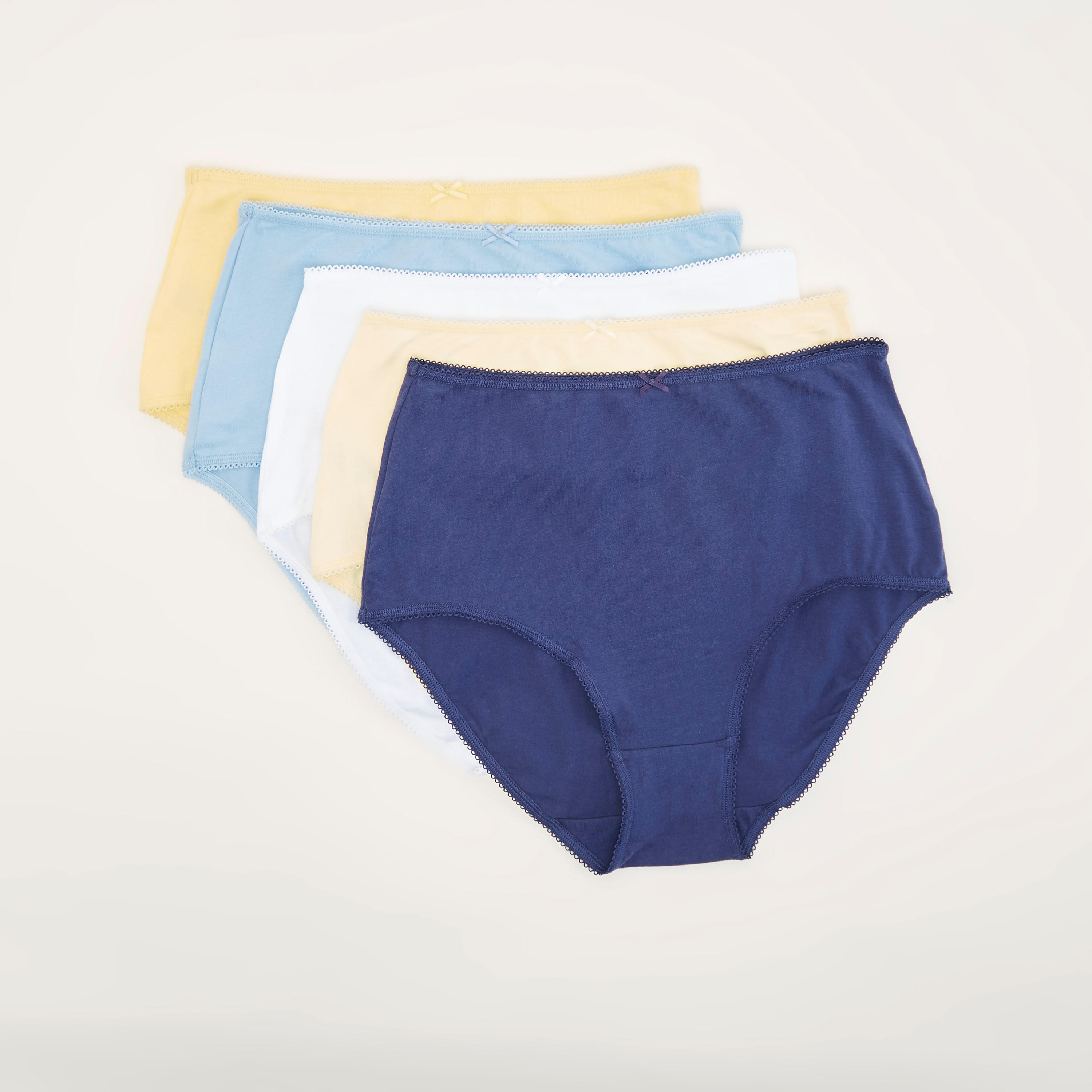 Set of 5 - Solid Basic Briefs with Elasticated Waistband-women-clothing-lingerie-panties-image-1