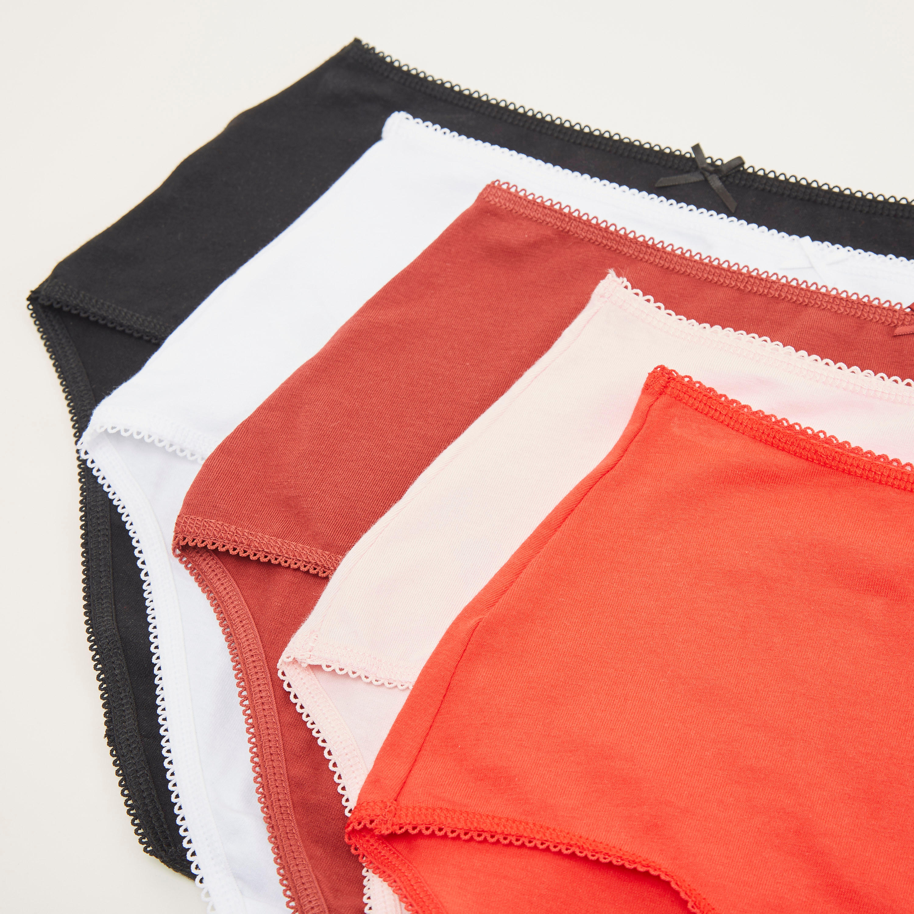 Set of 5 - Solid Basic Briefs with Elasticated Waistband-women-clothing-lingerie-panties-image-2