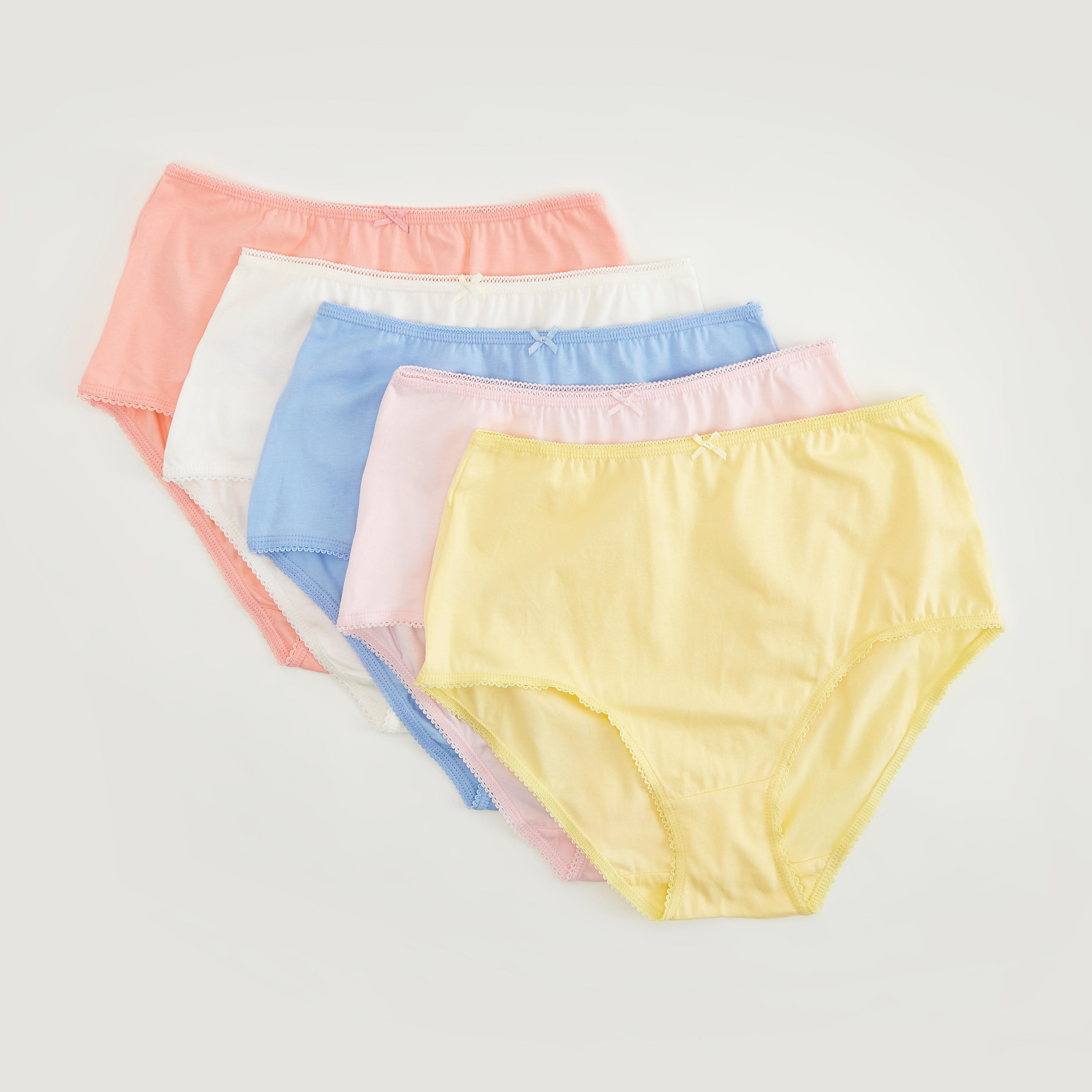 سراويل داخليّة بخصر مطّاطي وفيونكة - طقم من 5-women-clothing-lingerie-panties-image-4