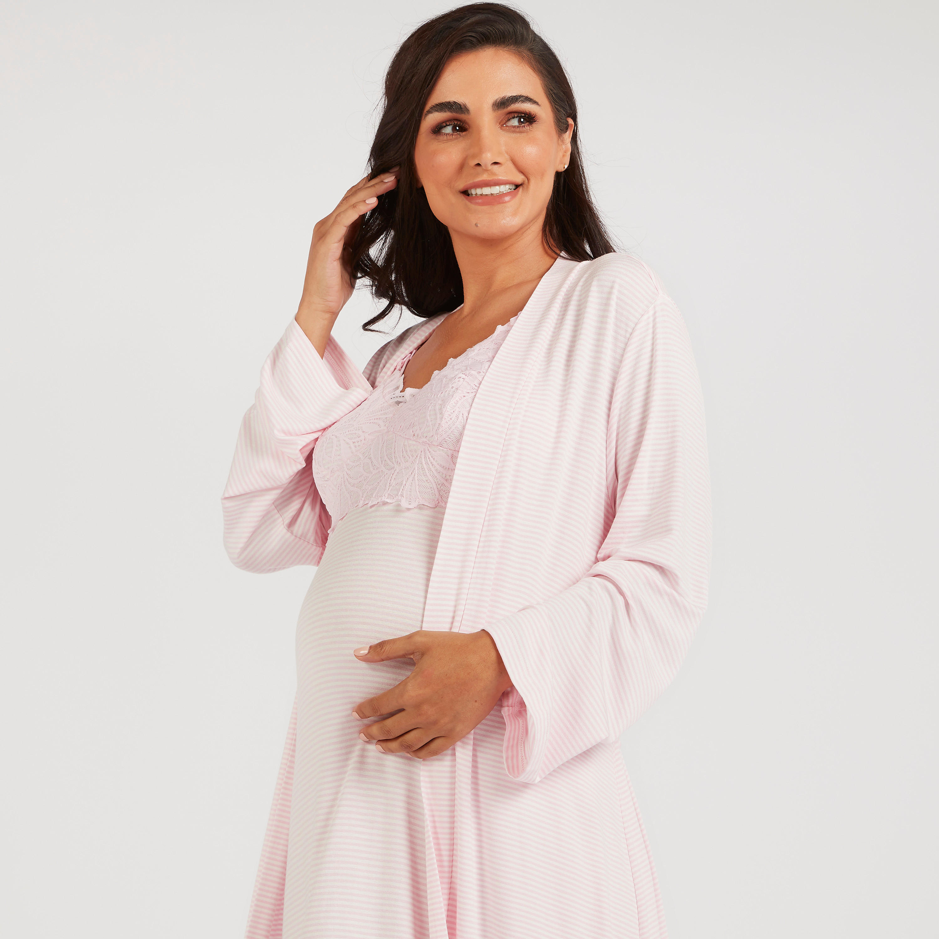 Striped Maternity Robe with Tie-Up Belt-women-clothing-maternity-nightwear-image-3