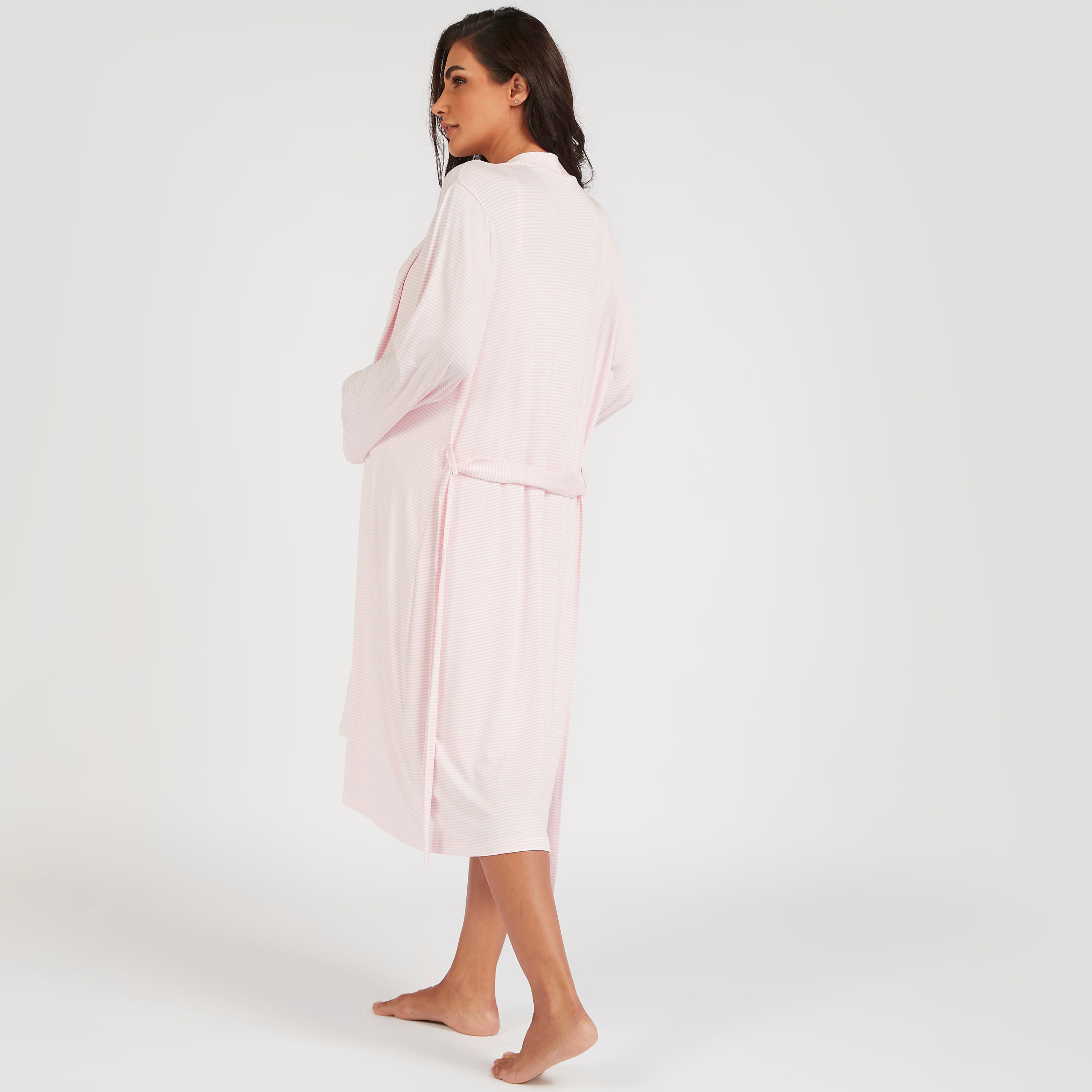 Striped Maternity Robe with Tie-Up Belt-women-clothing-maternity-nightwear-image-4