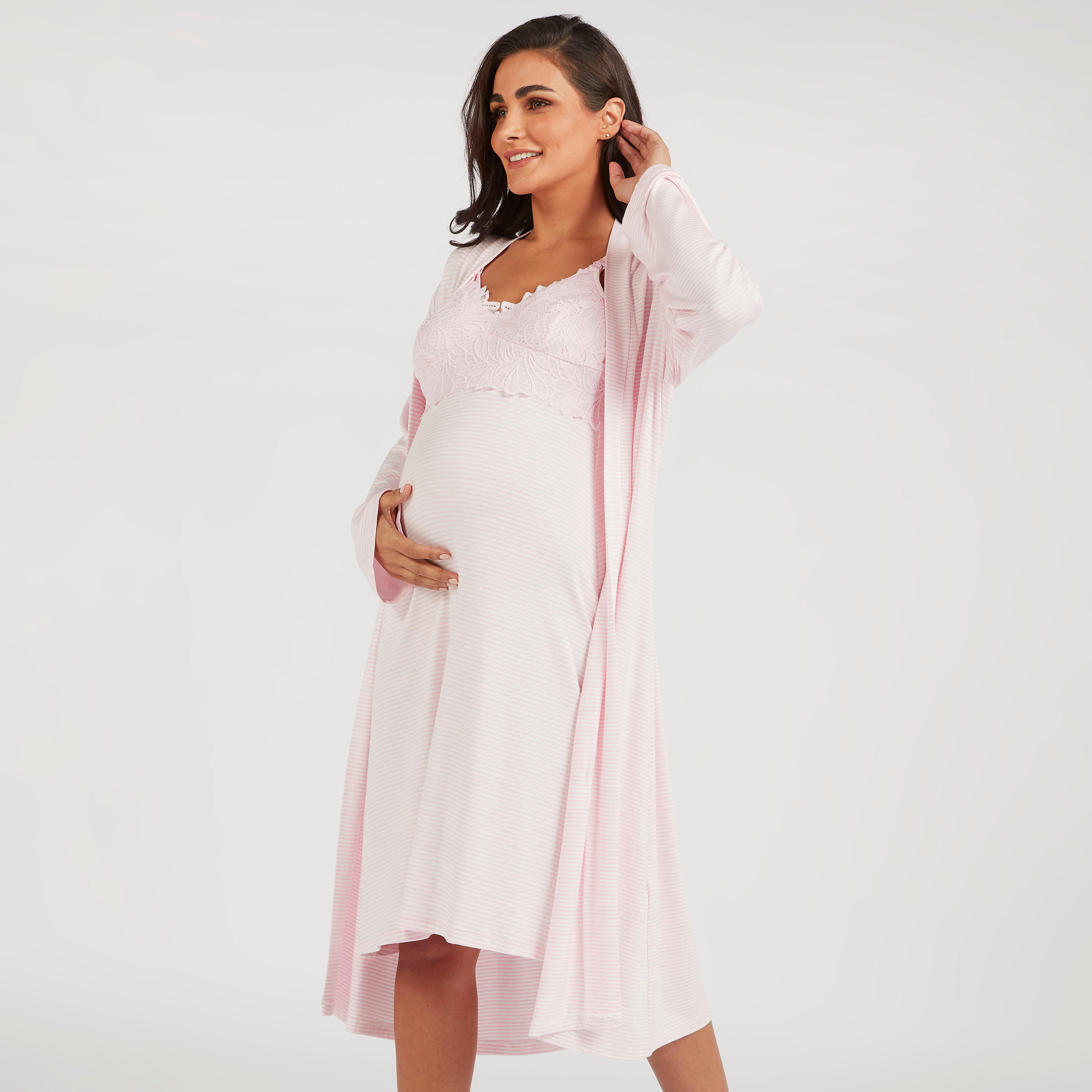 Striped Maternity Robe with Tie-Up Belt-women-clothing-maternity-nightwear-image-5