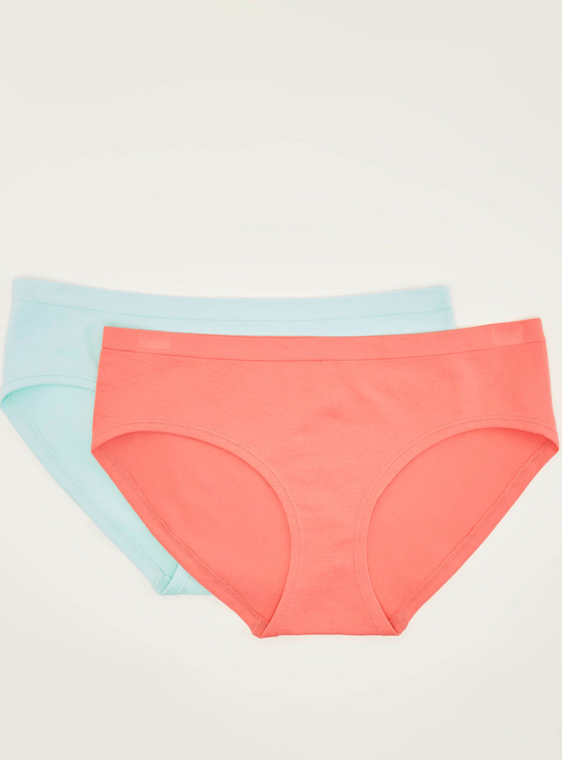 Set of 2 - Solid Boyshort Briefs with Elasticated Waistband-women-clothing-lingerie-panties-image-1