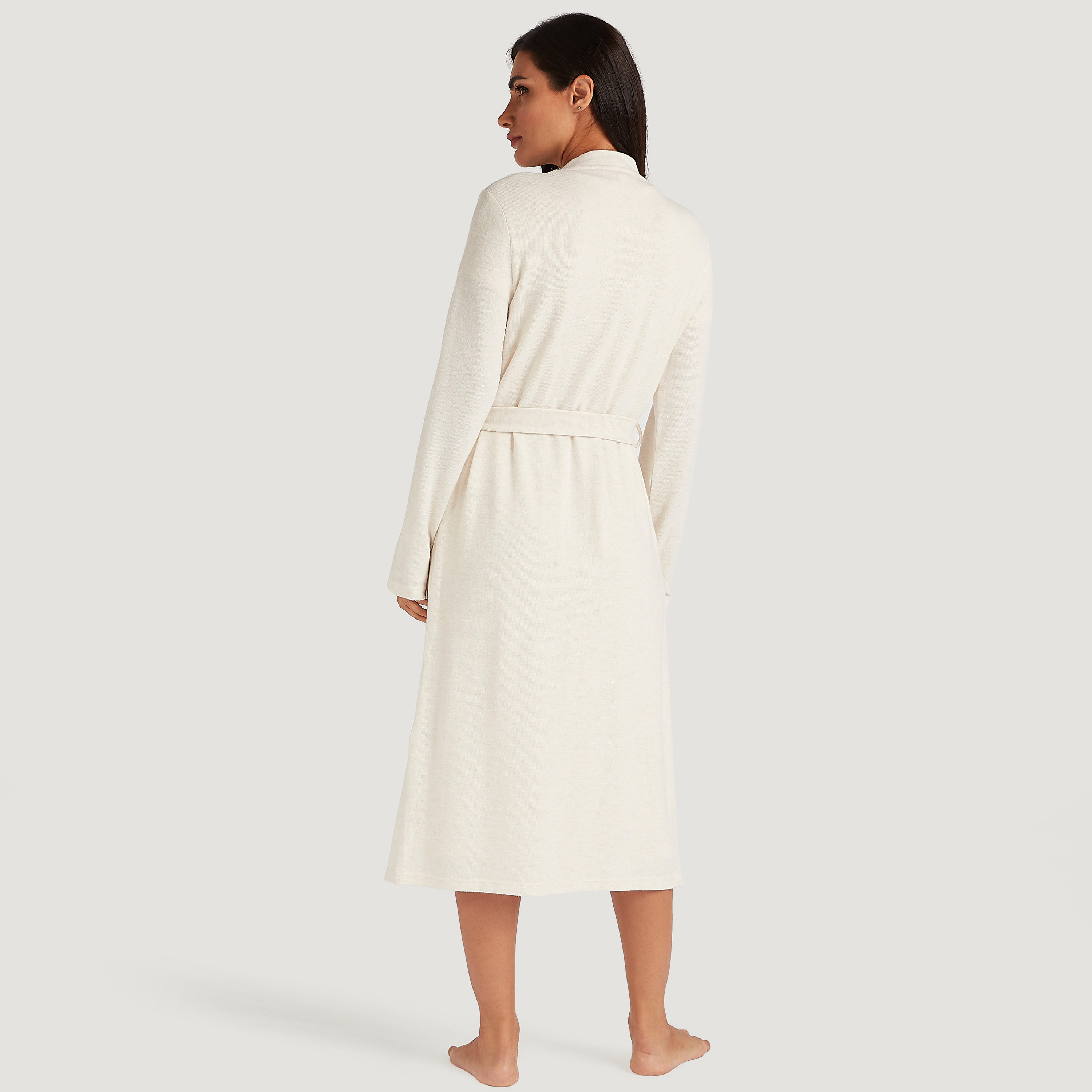 Solid Shawl Neckline Robe with Belt and Long Sleeves-women-clothing-nightwear-robes-image-4