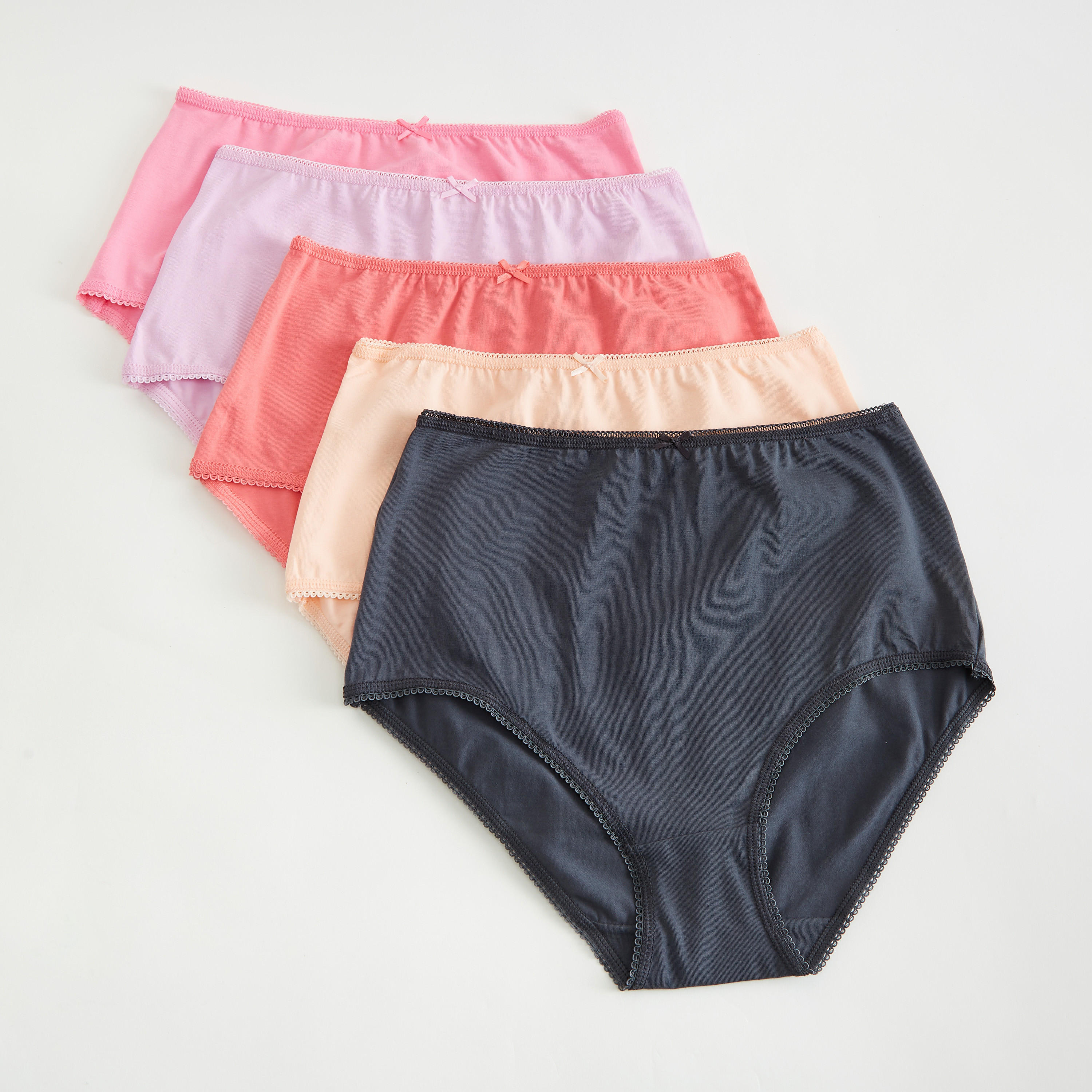 Set of 5 - Solid Briefs with Elasticated Waistband-women-clothing-lingerie-panties-image-1