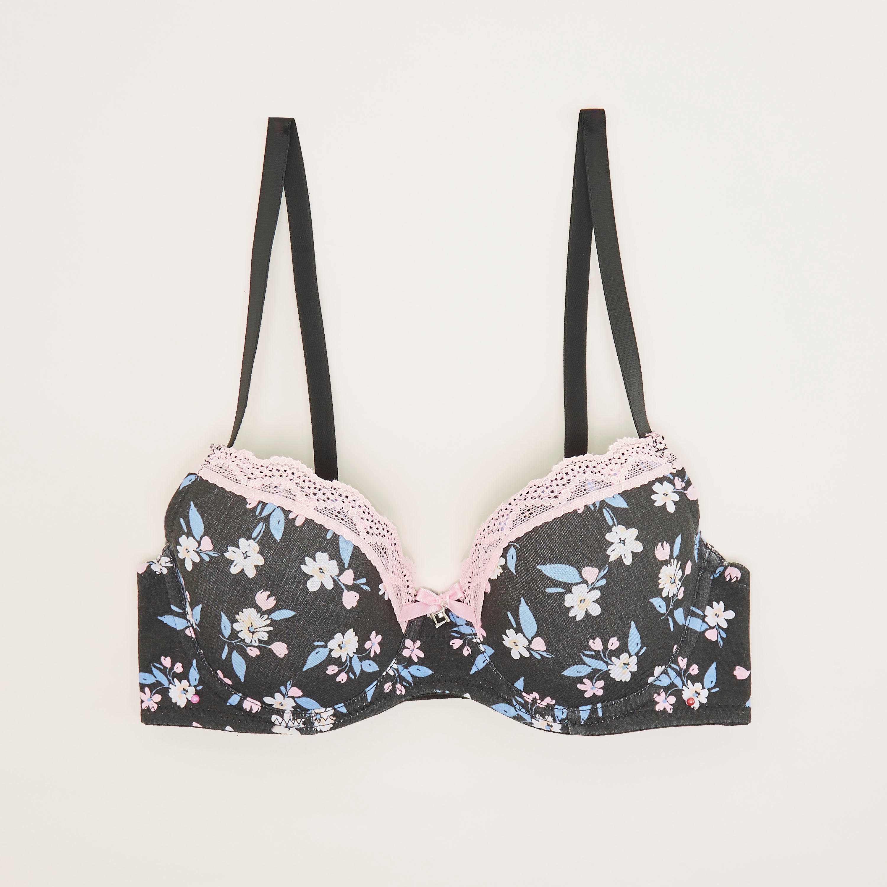 صدرية بلانج مبطنة بسلك وطبعات أزهار وتفاصيل دانتيل-women-clothing-lingerie-bras-image-1