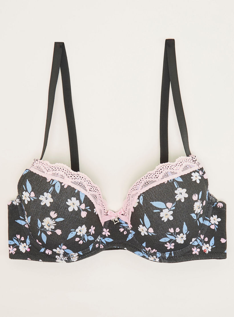 صدرية بلانج مبطنة بسلك وطبعات أزهار وتفاصيل دانتيل-women-clothing-lingerie-bras-image-1