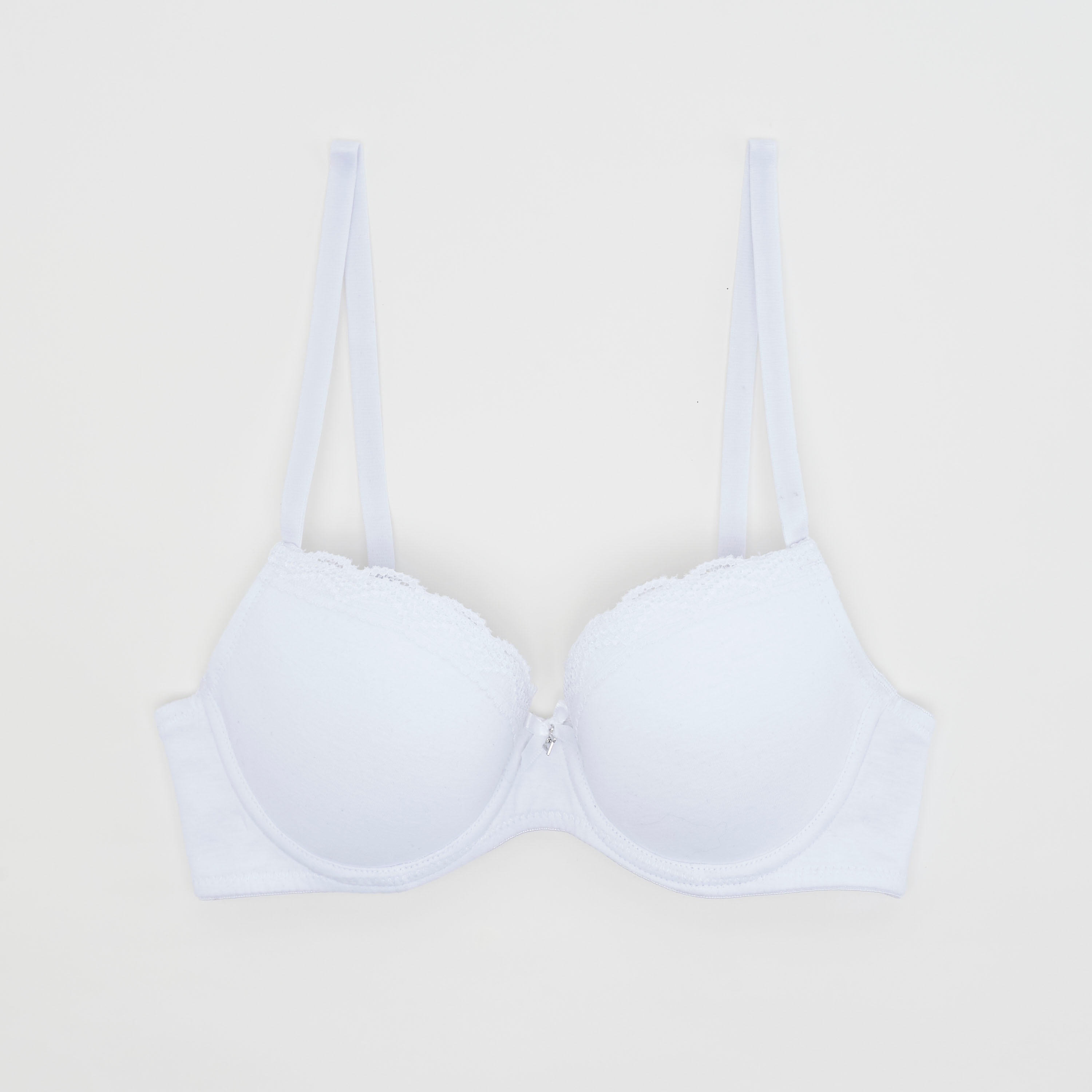 Solid Padded Plunge Bra with Lace Detail-women-clothing-lingerie-bras-image-1