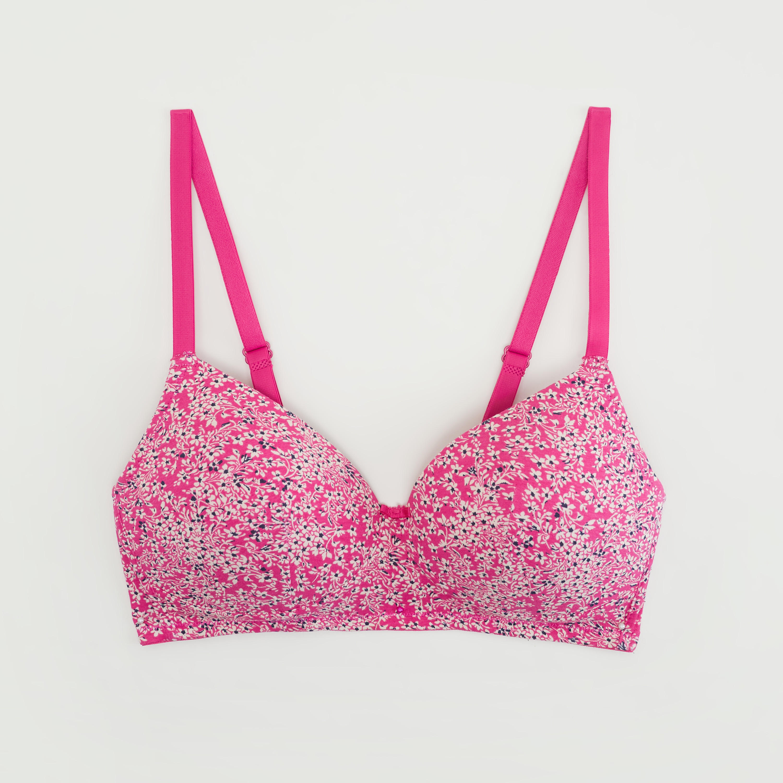 صدريّة تيشيرت مبطّنة بطبعات أزهار وأحزمة قابلة للتّعديل-women-clothing-lingerie-bras-image-1