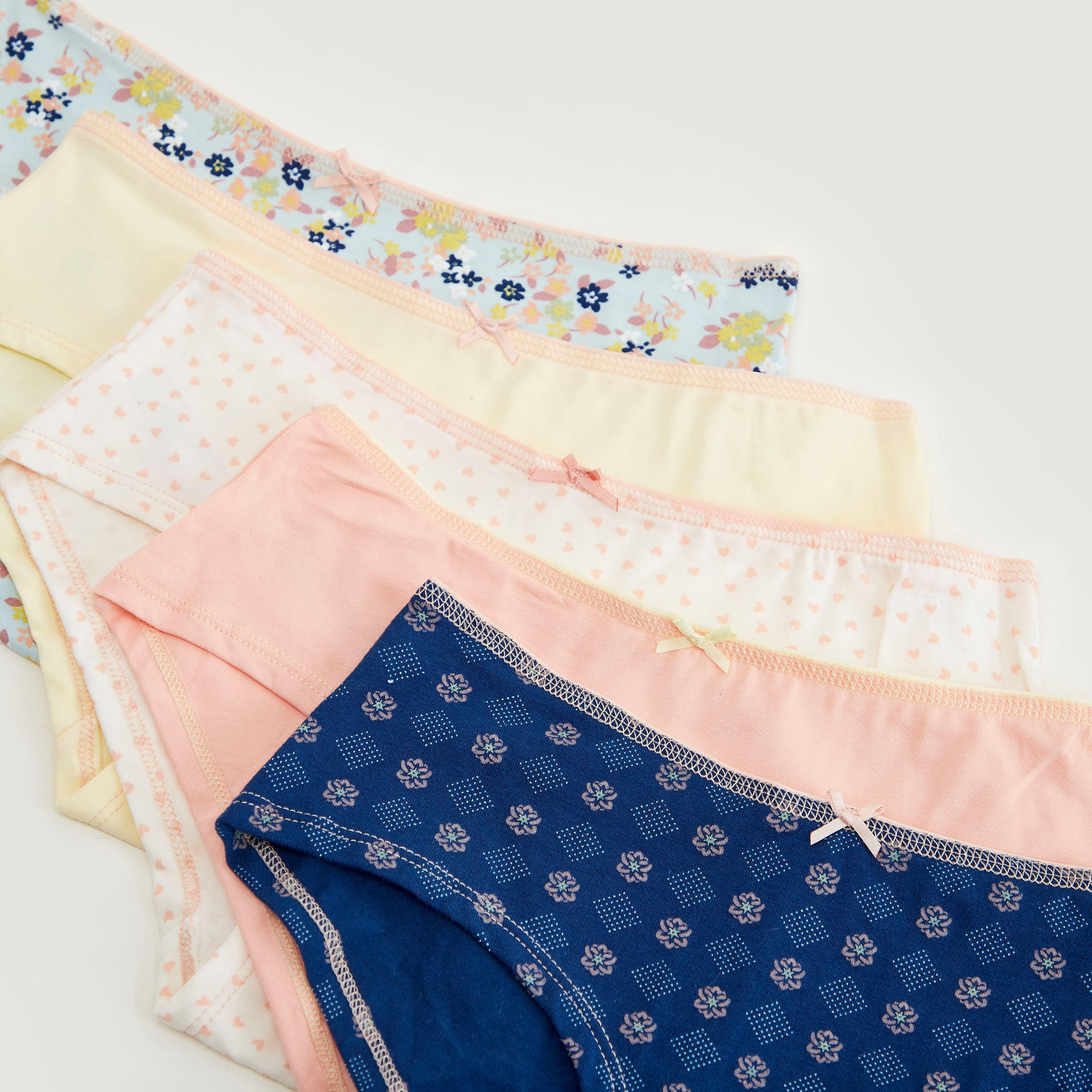 Set of 5 - Printed Boyshort Briefs with Bow Accent-women-clothing-lingerie-panties-image-2