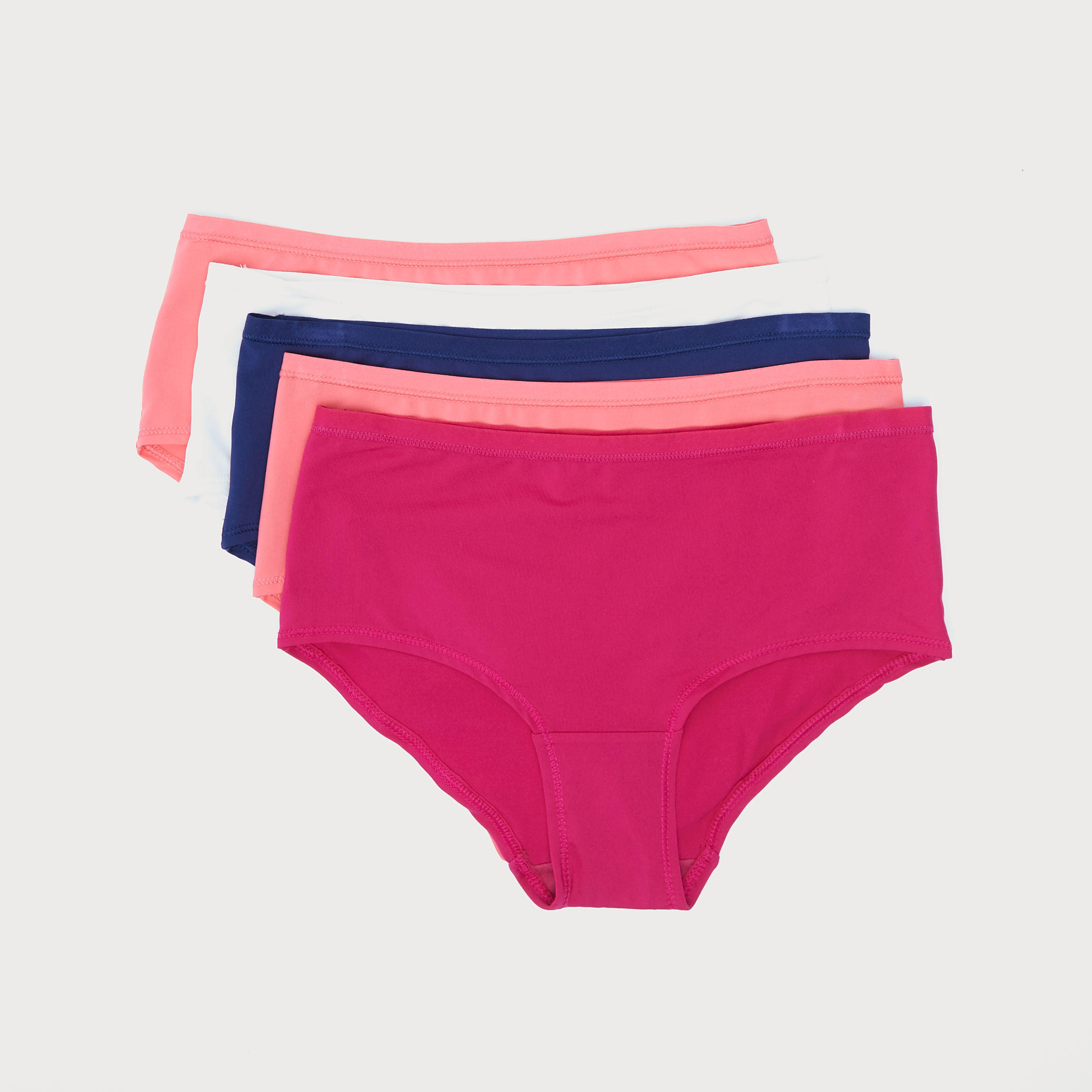 Set of 5 - Solid Boyshort Briefs with Elasticated Waistband-women-clothing-lingerie-panties-image-1