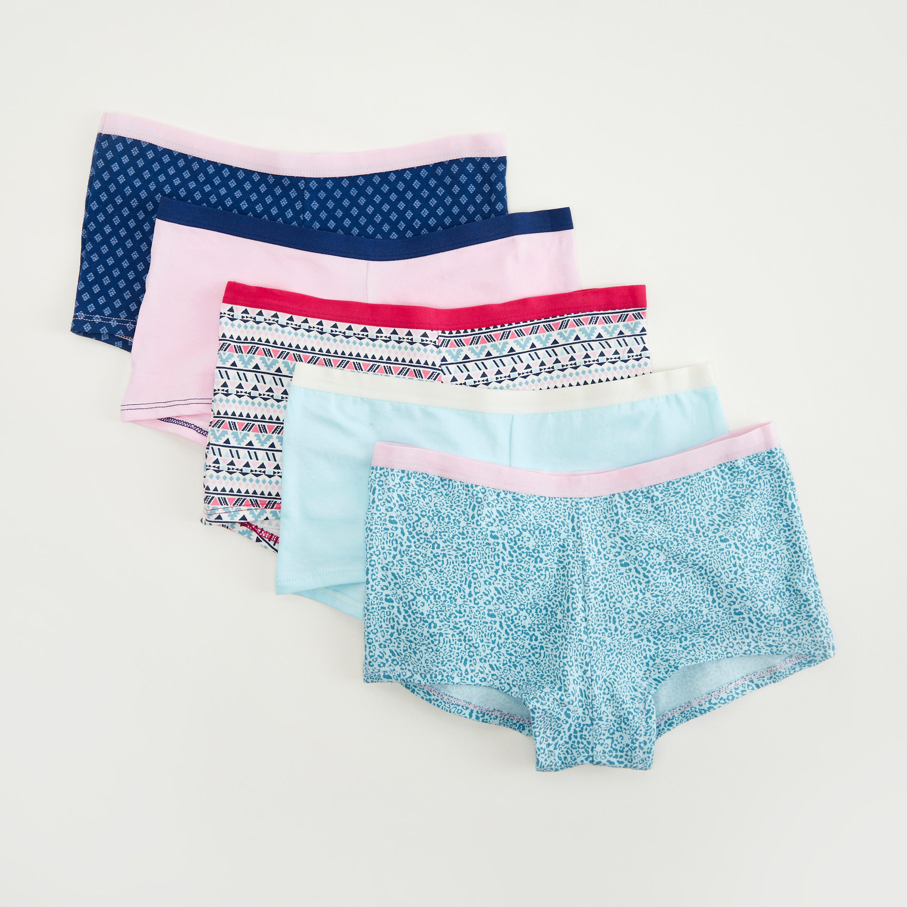Set of 5 - Assorted Boyshort Briefs with Elasticated Waistband-women-clothing-lingerie-panties-image-1