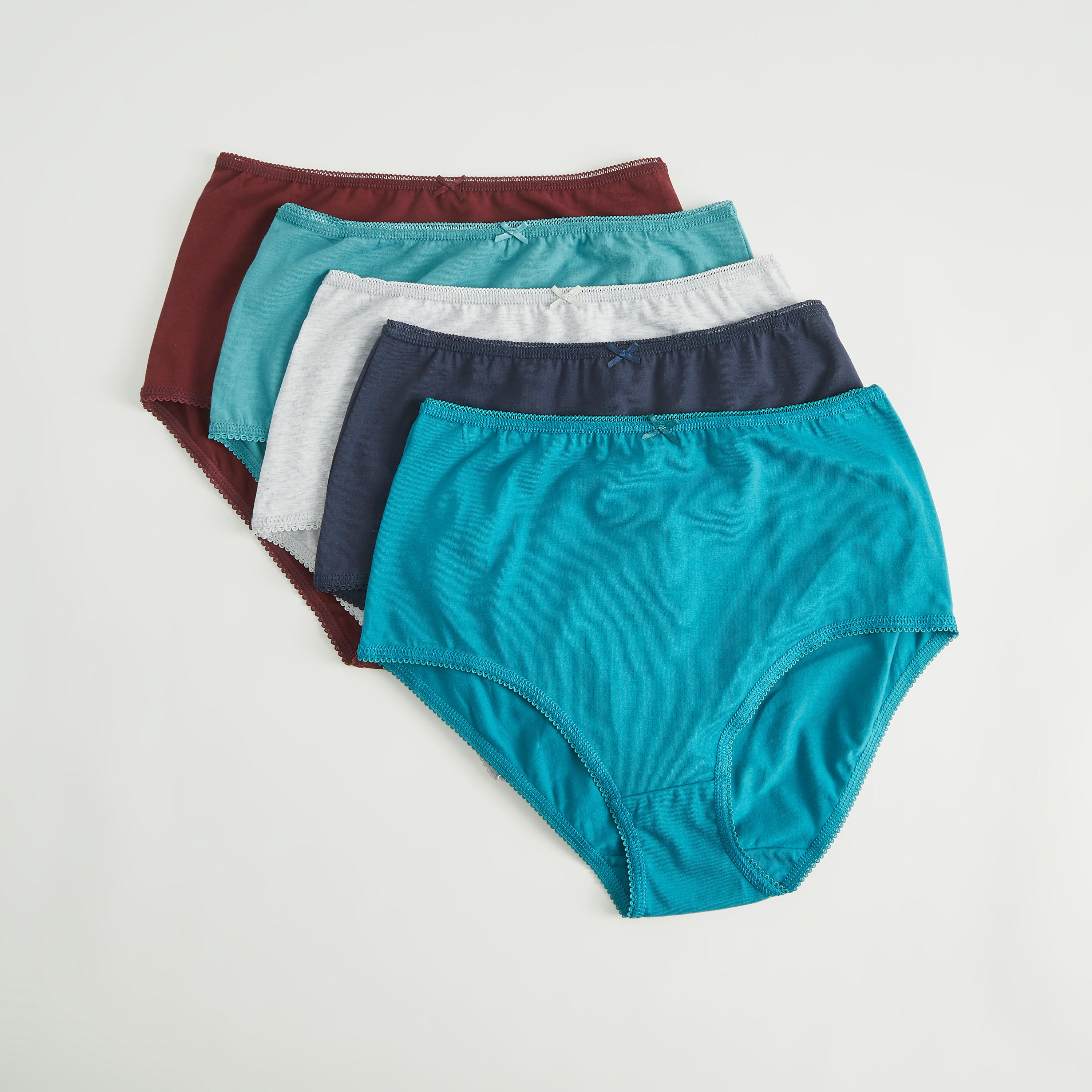 سراويل داخليّة كلاسيك سادة بتفاصيل فيونكة - طقم من 5-women-clothing-lingerie-panties-image-1