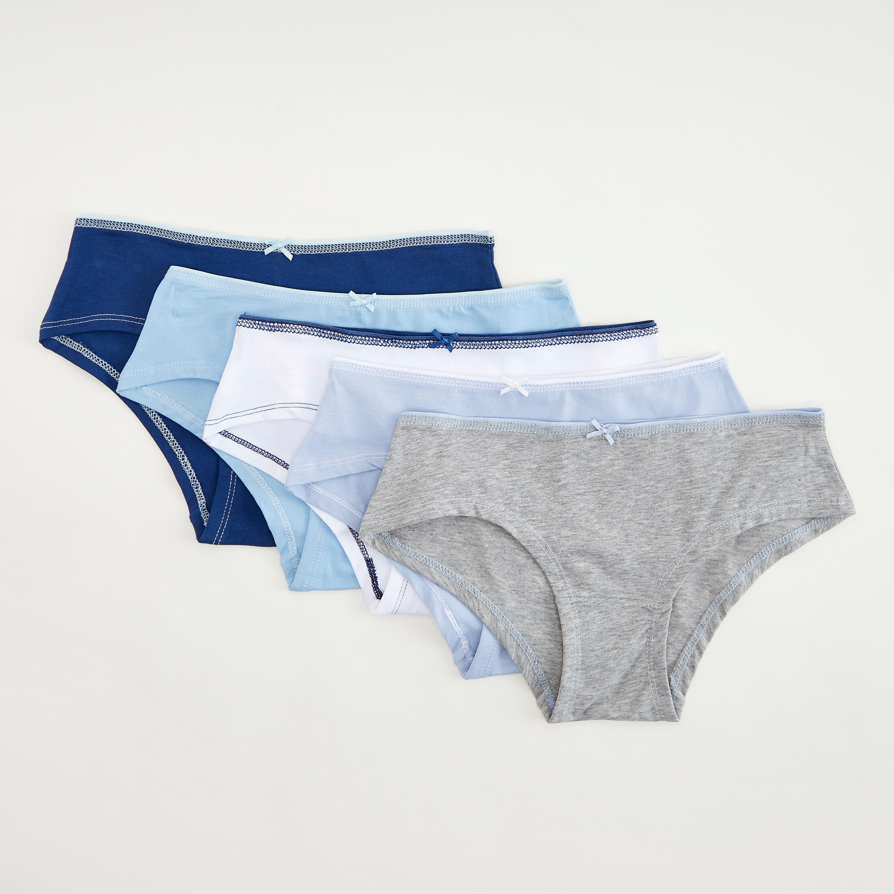 سراويل داخليّة بوي شورت سادة بخصر مطّاطي - طقم من 5-women-clothing-lingerie-panties-image-1