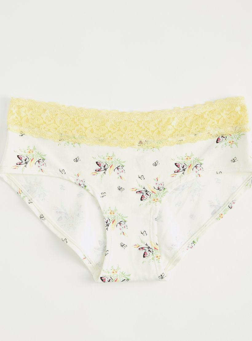 سراويل داخلية هيبستر بخصر دانتيل مطاطي وطبعات أزهار-women-clothing-lingerie-panties-image-1