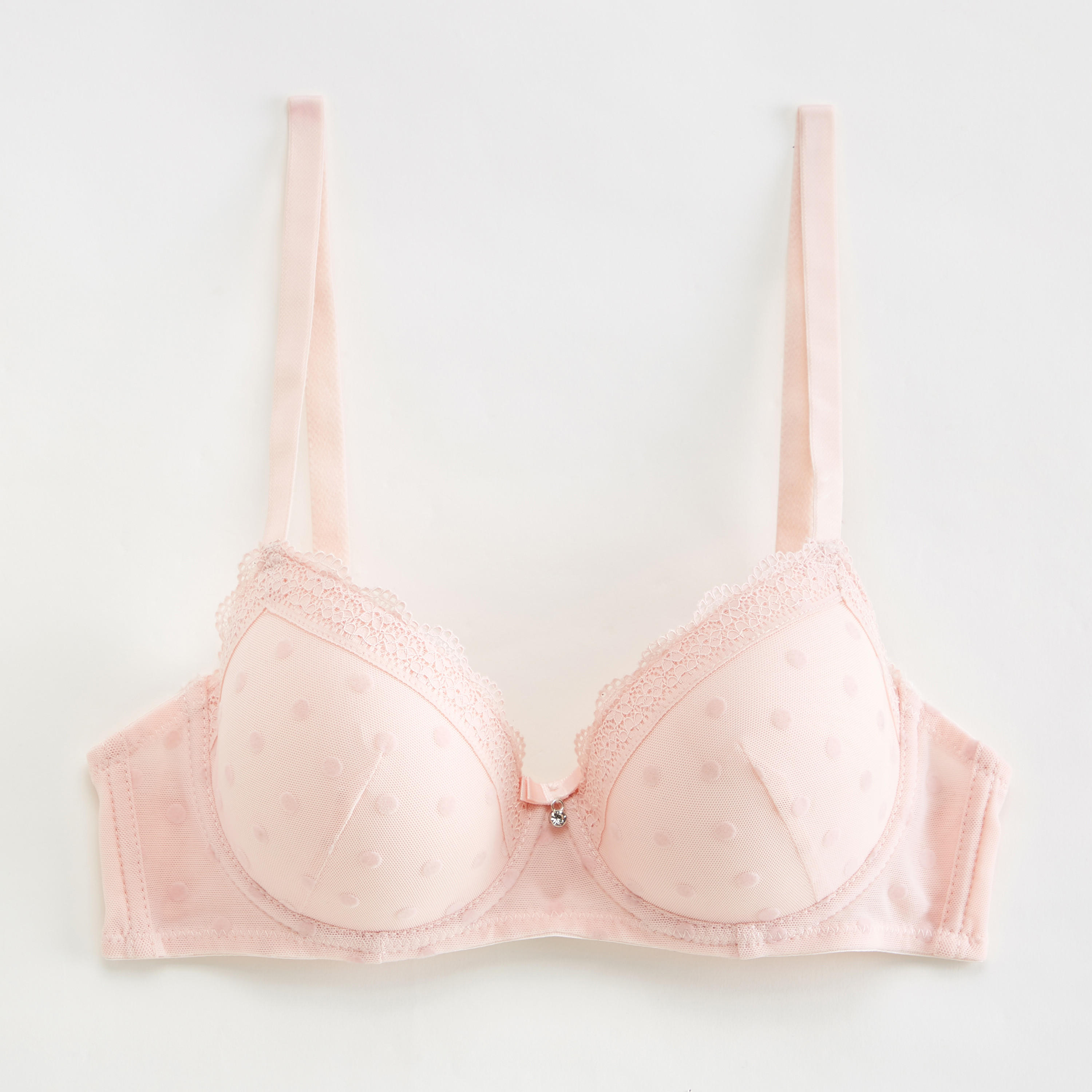 Padded Lace Plunge Bra with Adjustable Straps-women-clothing-lingerie-bras-image-1