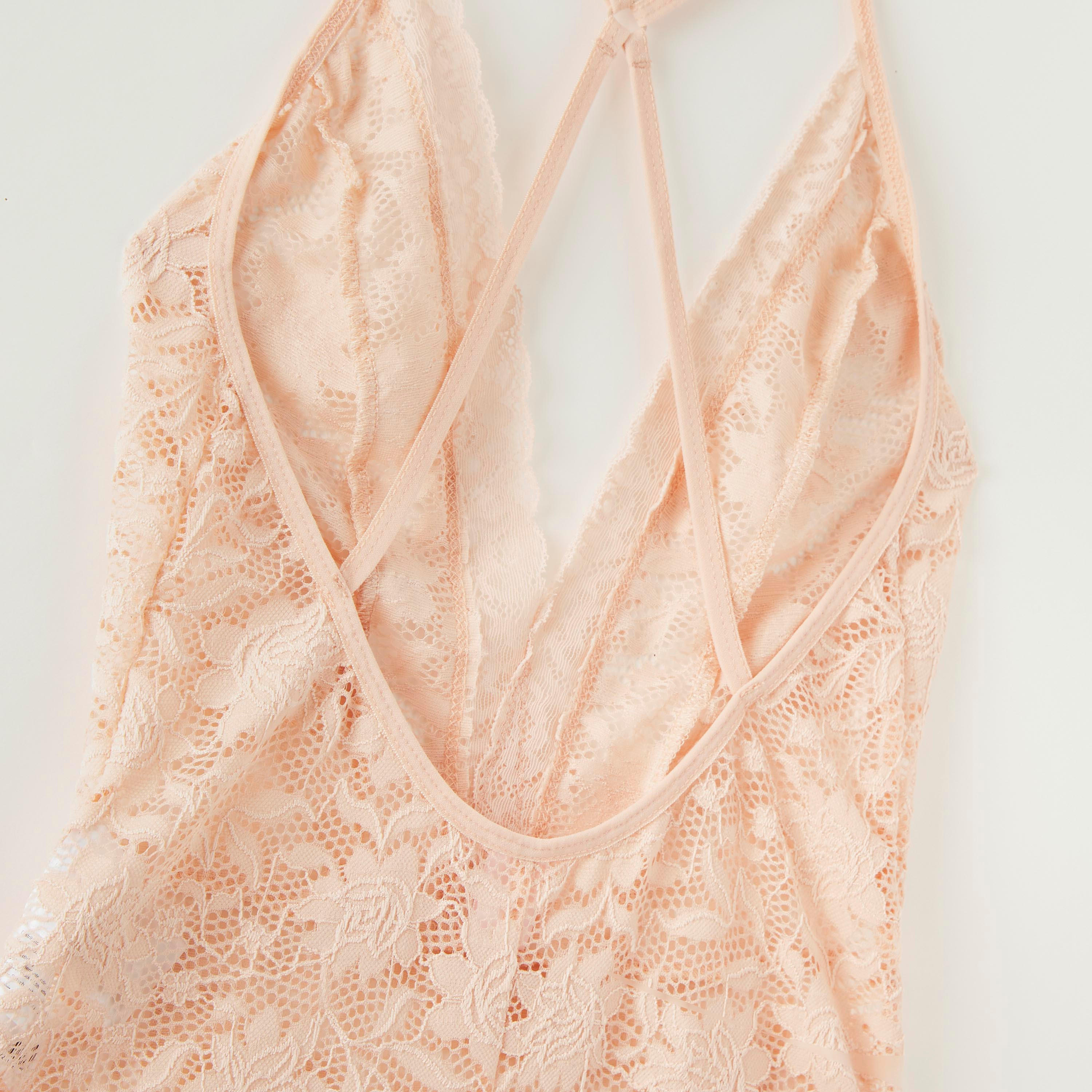 Lace V-Neck Sleeveless Jumpsuit-women-clothing-nightwear-nighties-image-3