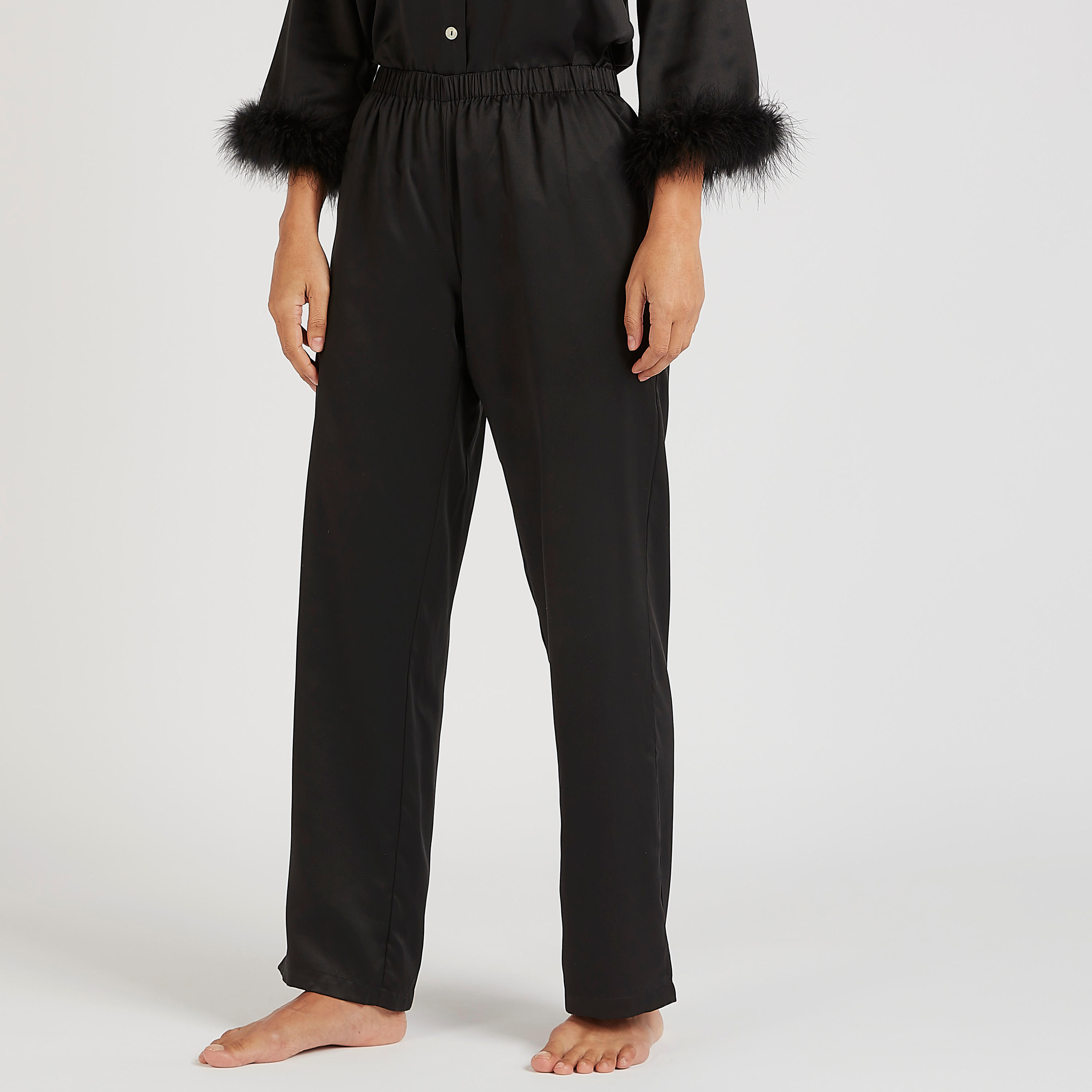 Solid Plush Cuff Shirt and Full Length Pyjama Set-women-clothing-nightwear-pyjamas-longsets-image-5