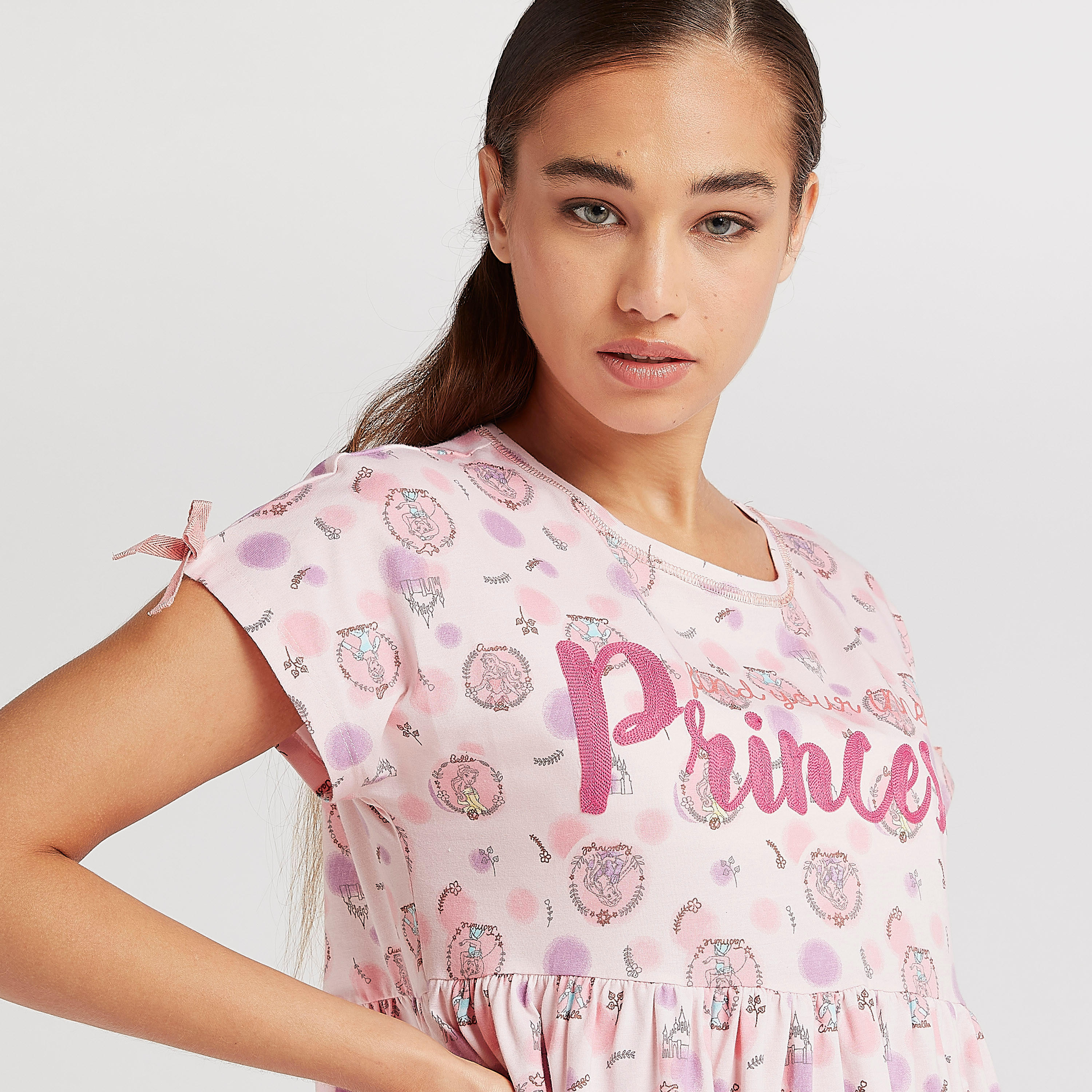 Princess Print Sleepshirt with Short Sleeves-women-clothing-nightwear-nighties-image-3
