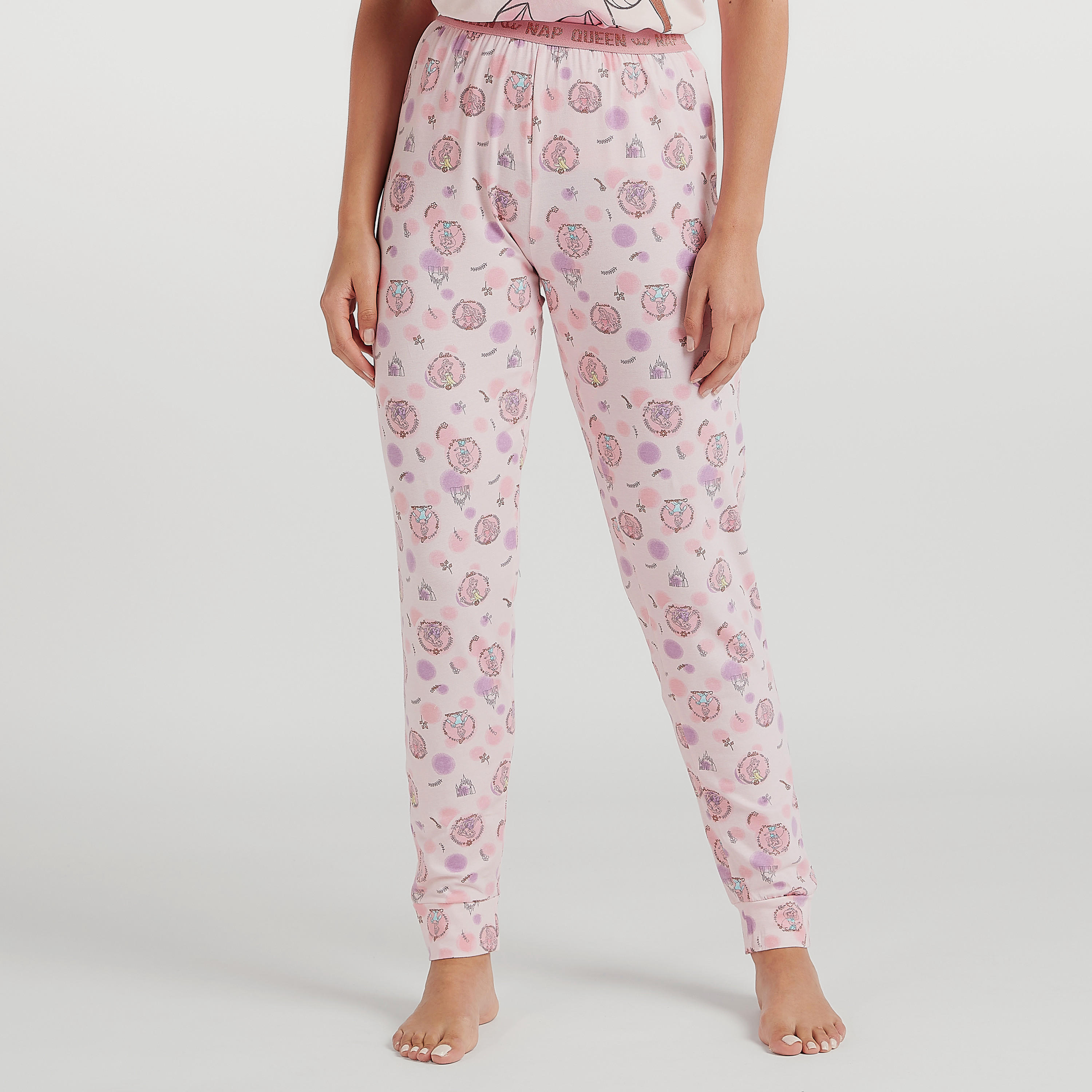 طقم بنطلون بيجاما بطبعات وتيشيرت بأكمام كشكش-women-clothing-nightwear-pyjamas-longsets-image-3